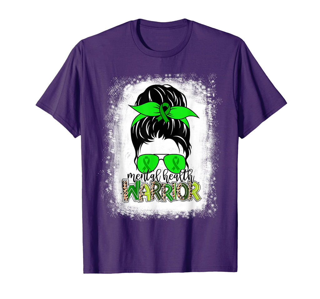 Mental Health Warrior Messy Bun T-Shirt - Custom Art Print Men Women - T-Shirt, Sweatshirt, Hoodie