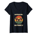 Womens Antisocial Butterfly V Neck T-Shirt - Streetwear Style Men Women - T-Shirt, Sweatshirt, Hoodie