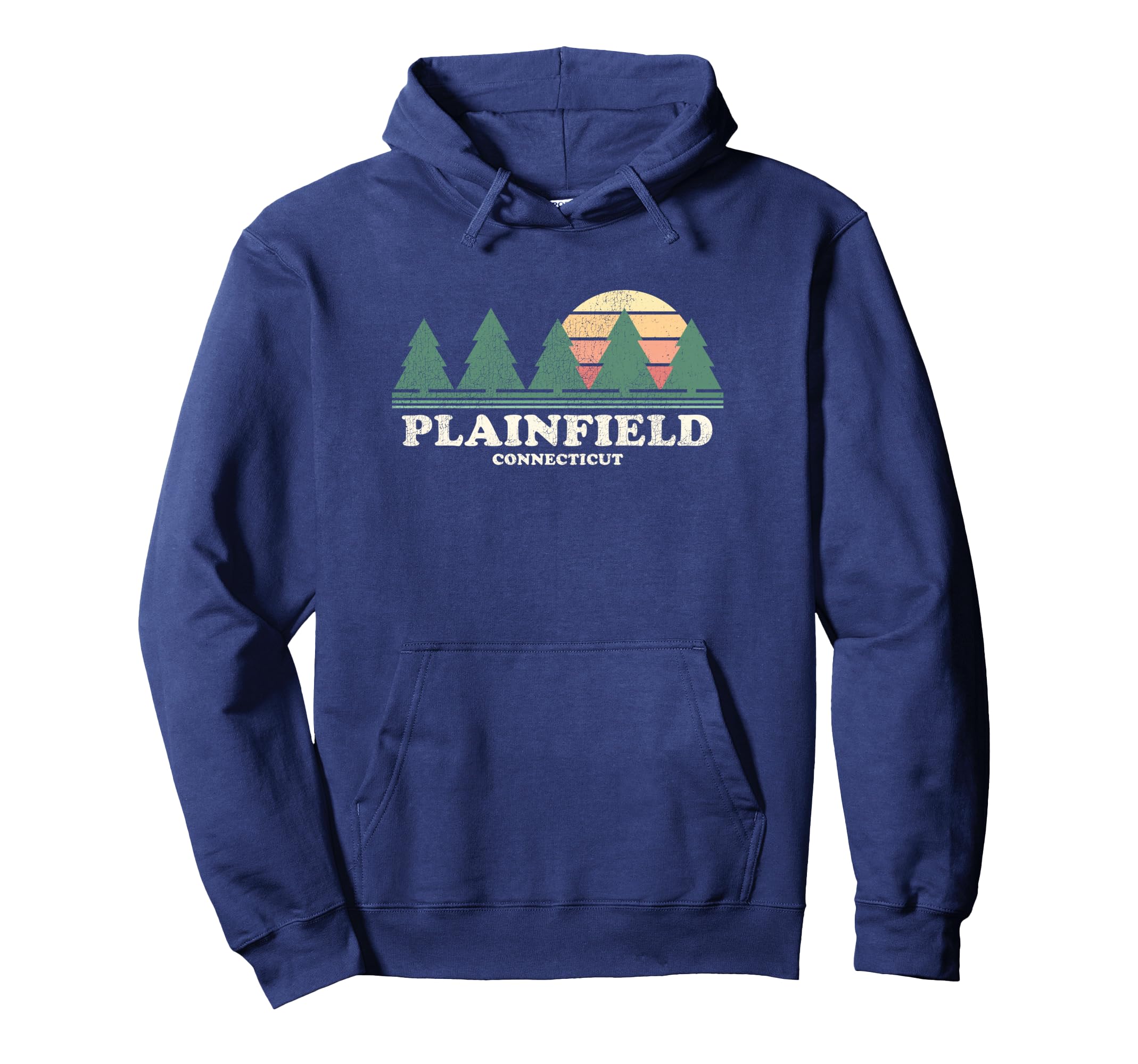 Plainfield Ct Throwback 70S Hoodie - Minimalist Print Men Women - T-Shirt, Sweatshirt, Hoodie