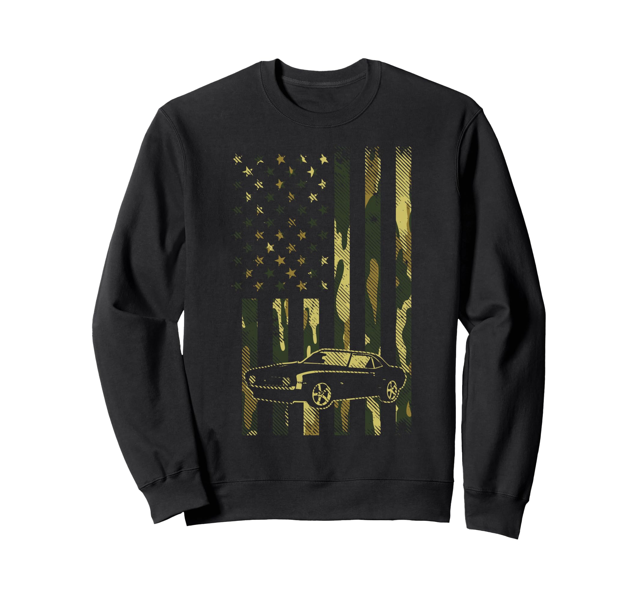 Camo American Flag Racing Car Us Sweatshirt - Fun Novelty Design Men Women - T-Shirt, Sweatshirt, Hoodie