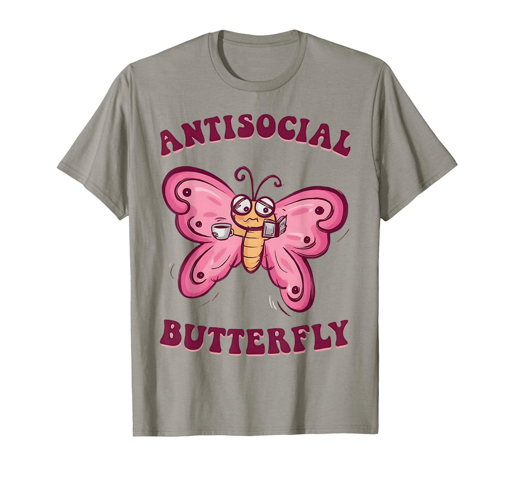 Groovy Anti Social Butterfly Ironic T-Shirt - Trendy Graphic for Adults - T-Shirt, Sweatshirt, Hoodie