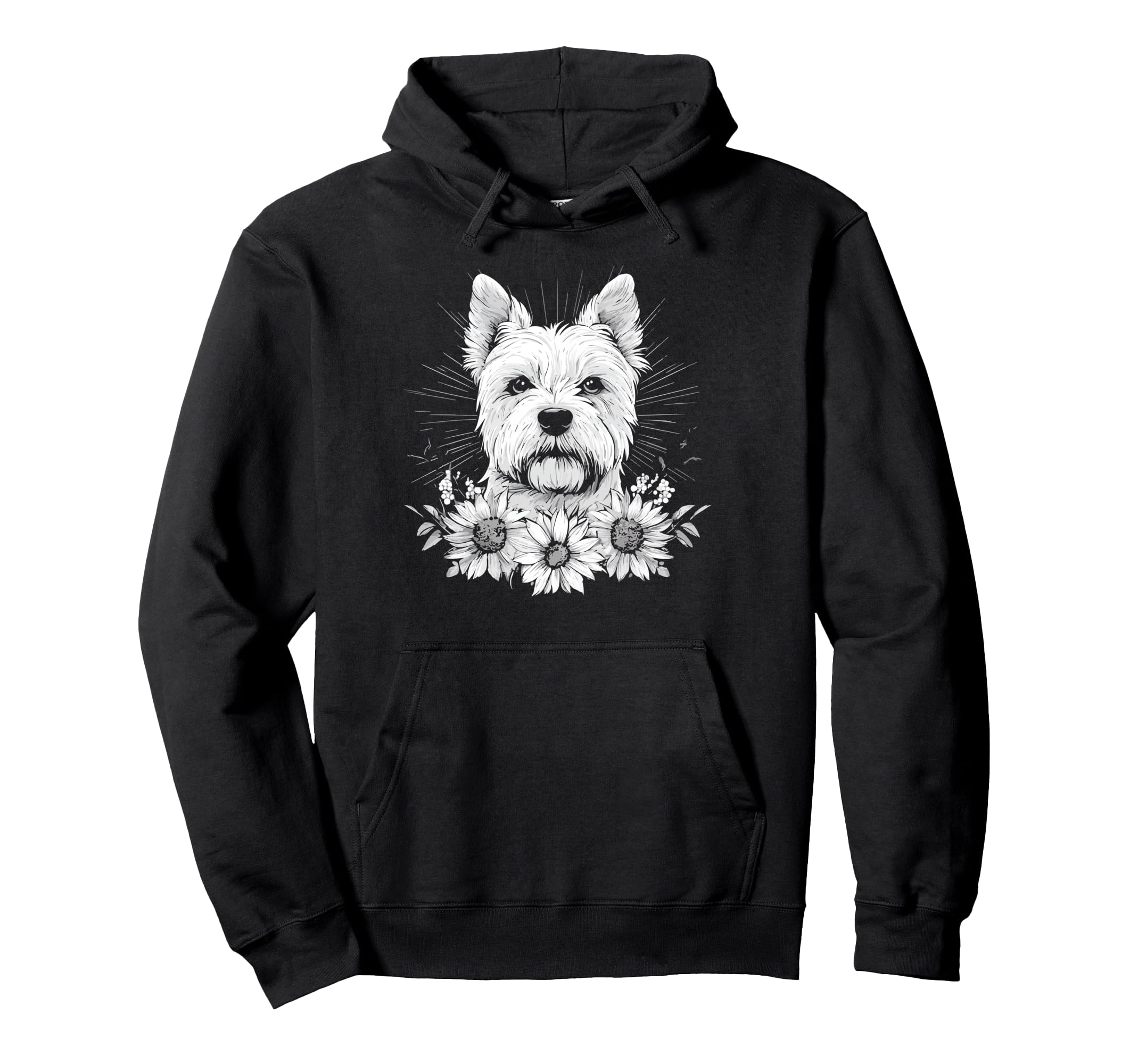 Tattoo West Highland White Terrier Hoodie - Minimalist Print for Adults - T-Shirt, Sweatshirt, Hoodie