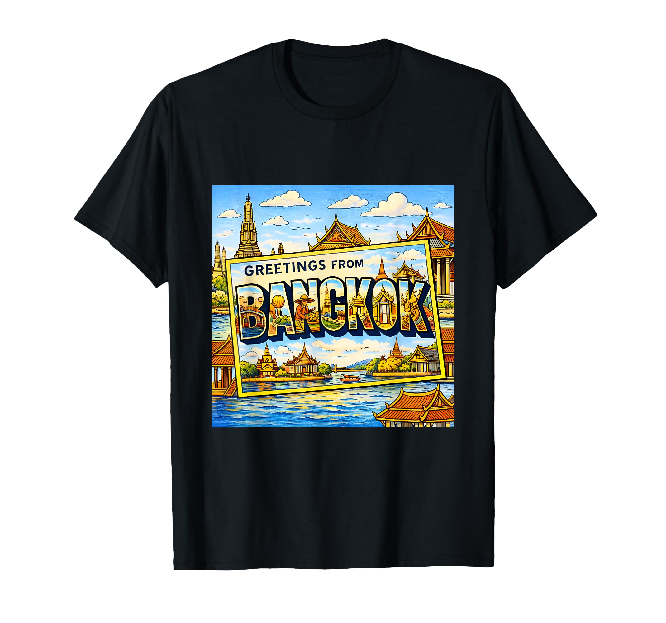 Bangkok Thailand Travel Postcard T-Shirt - Fun Novelty Design Men Women - T-Shirt, Sweatshirt, Hoodie
