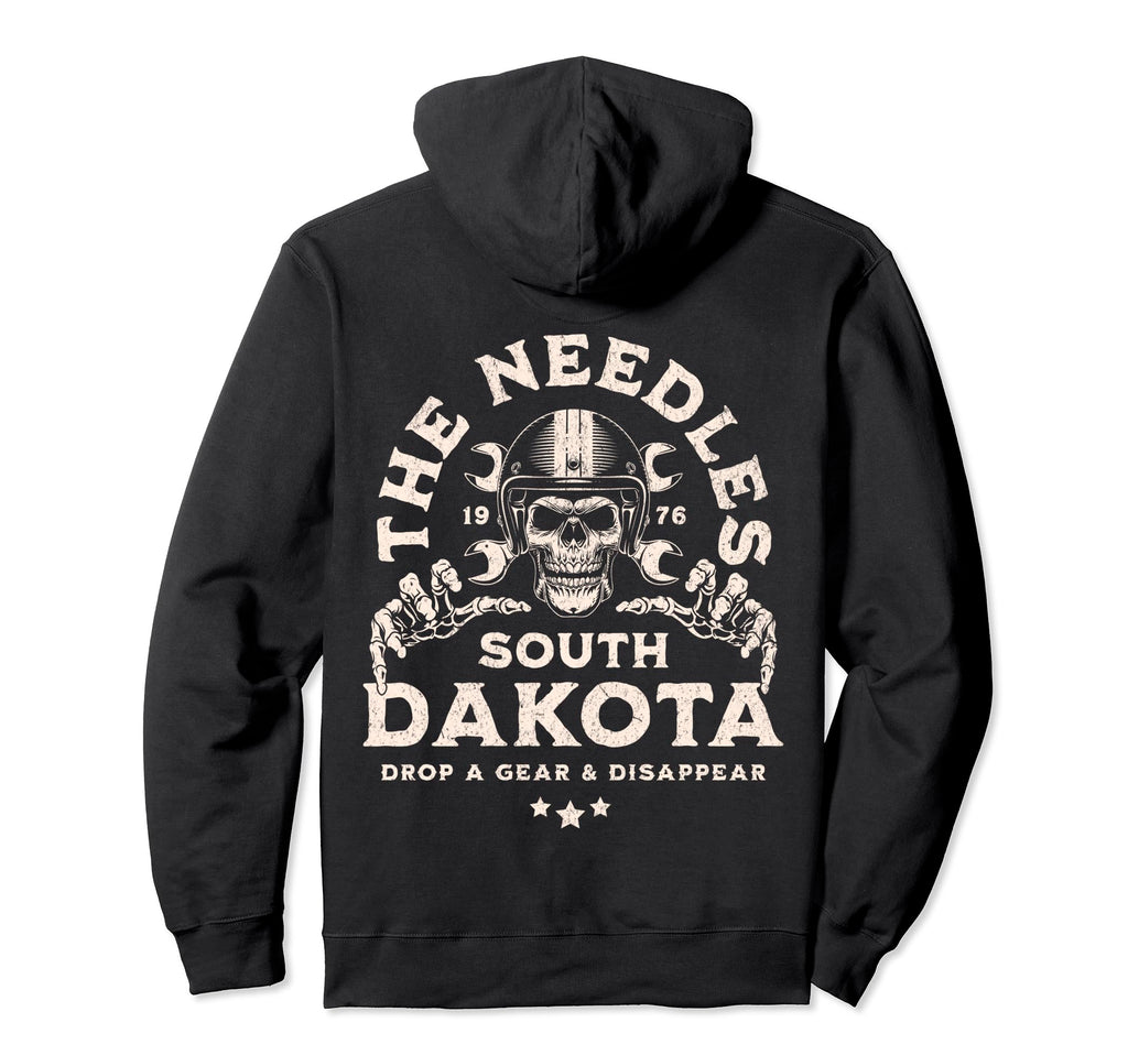Needles South Dakota Motorcycle Biker Hoodie - Minimalist Print Unisex - T-Shirt, Sweatshirt, Hoodie