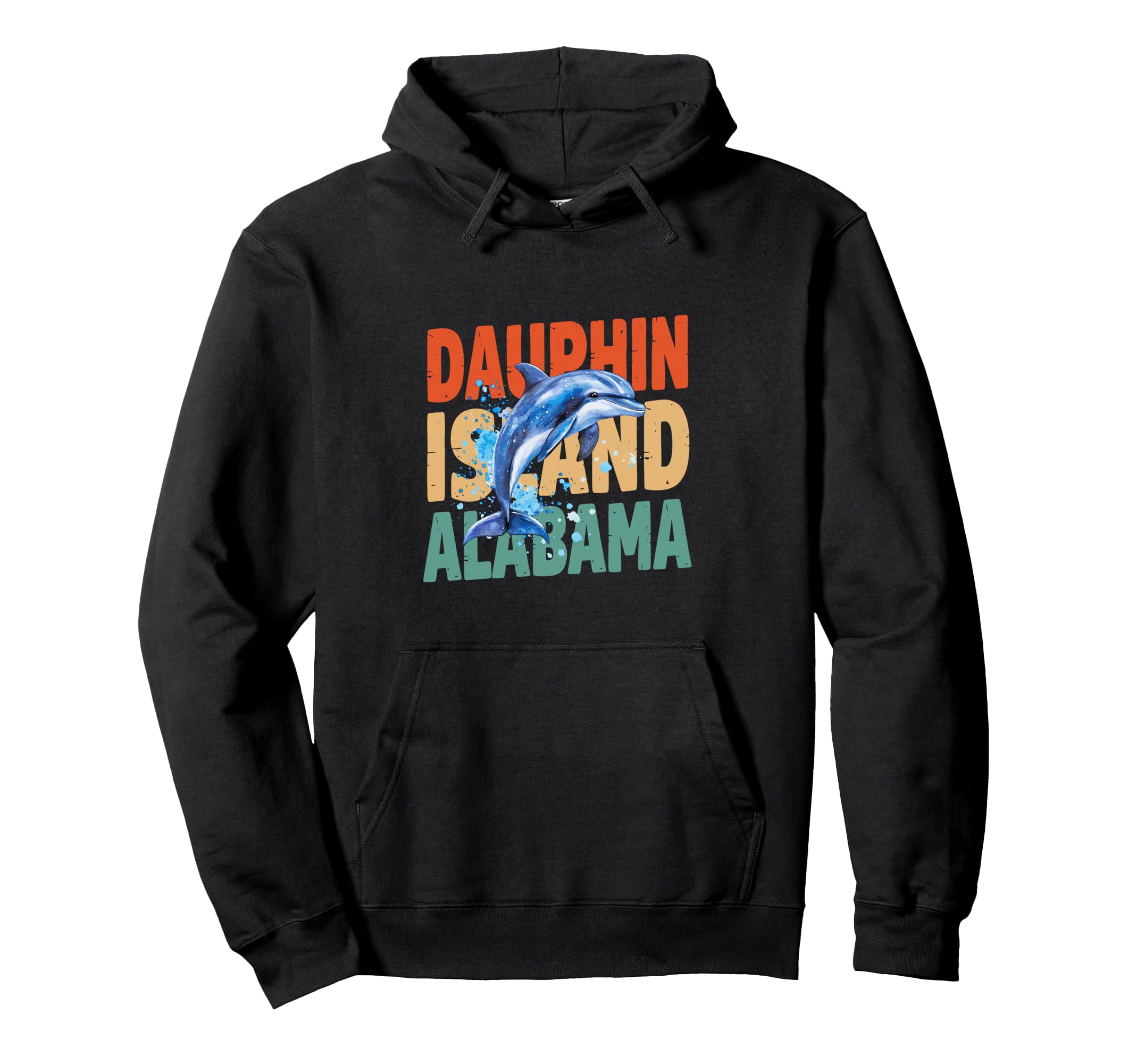 Dauphin Island Alabama Typography Dolphin Hoodie - Custom Art Print Unisex - T-Shirt, Sweatshirt, Hoodie