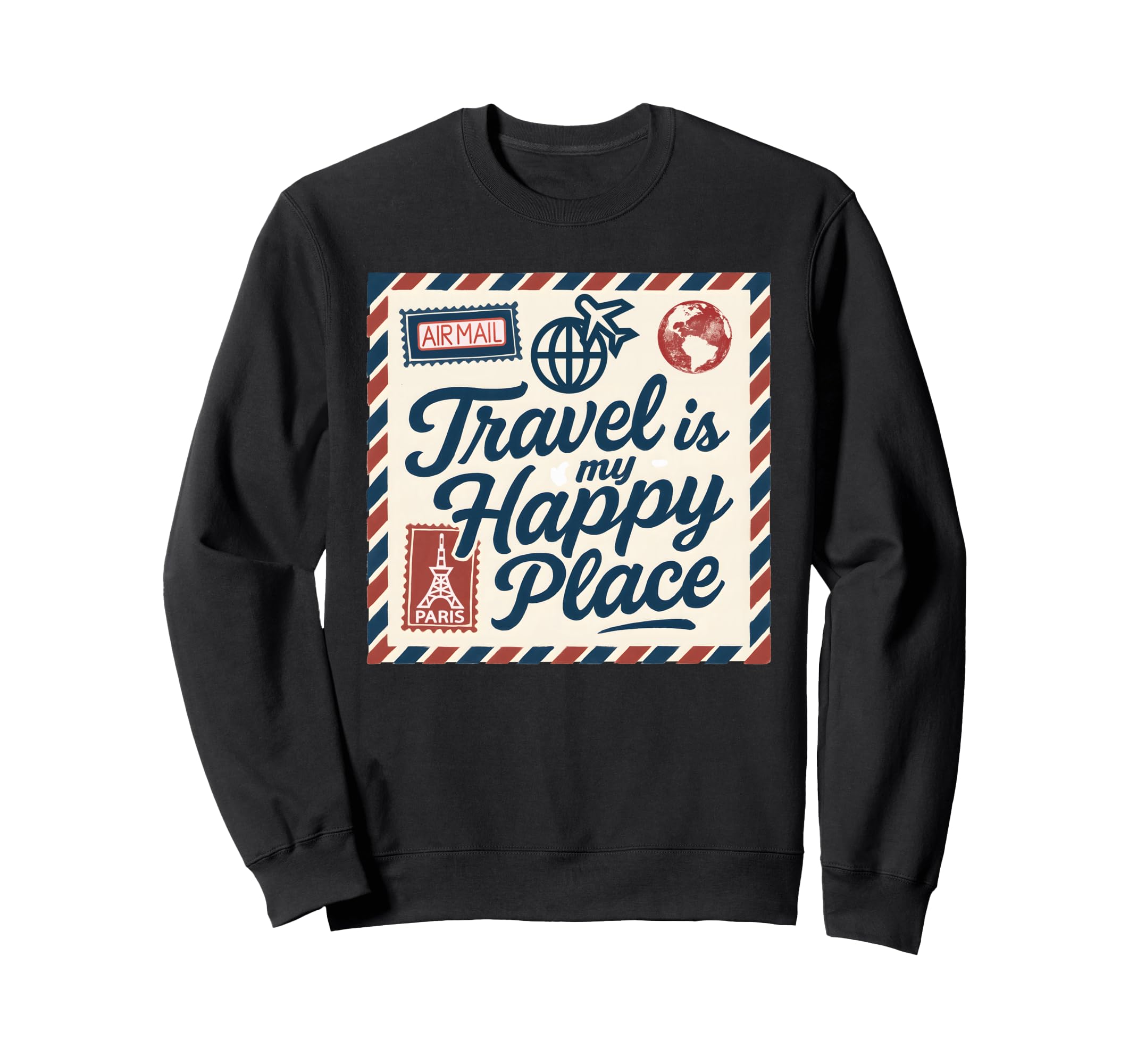 Travel Airmail Wanderlust Lovers White Sweatshirt - Trendy Graphic Unisex - T-Shirt, Sweatshirt, Hoodie