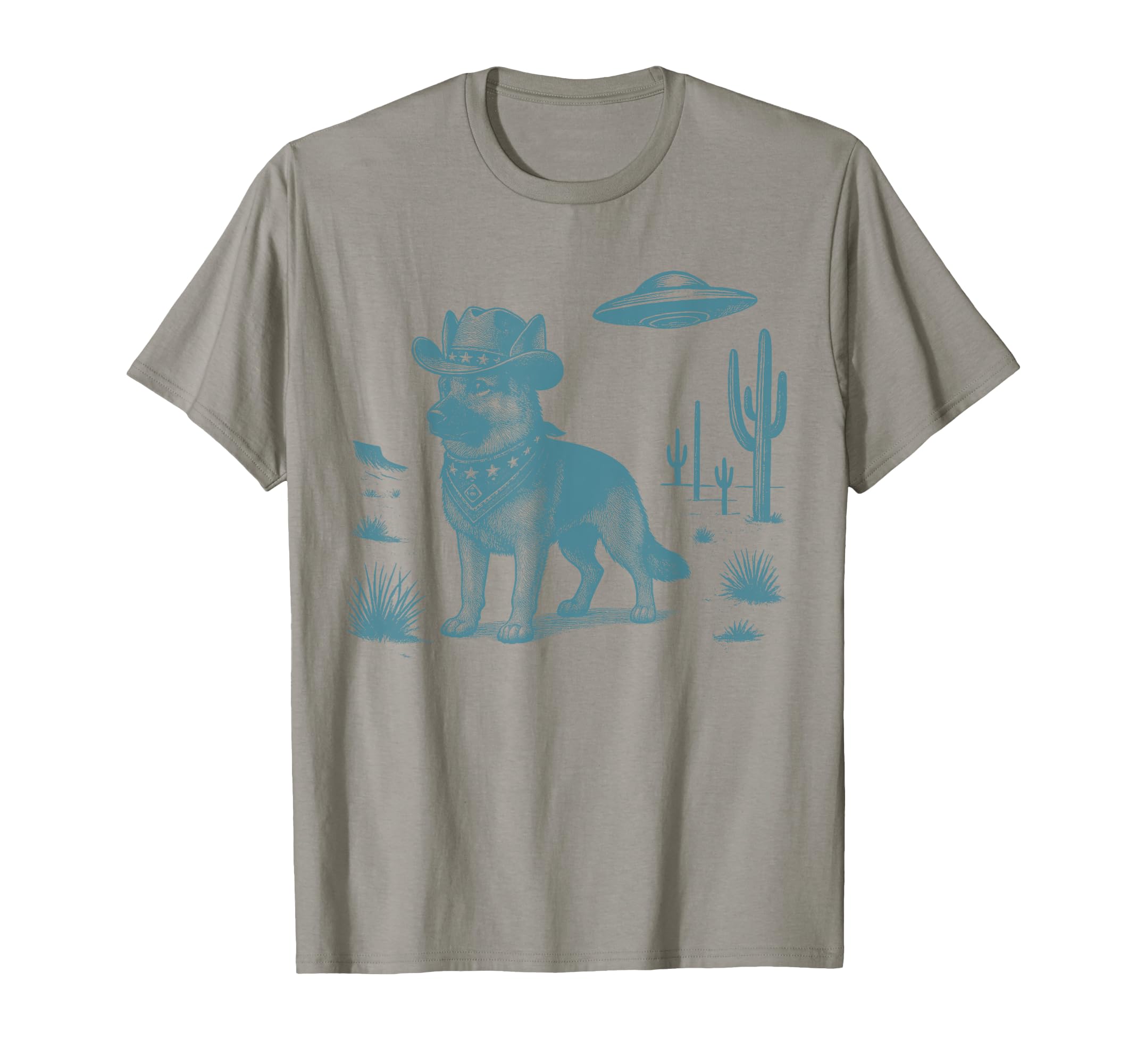 German Shepherd Cowboy Ufo Western T-Shirt - Streetwear Style Unisex - T-Shirt, Sweatshirt, Hoodie