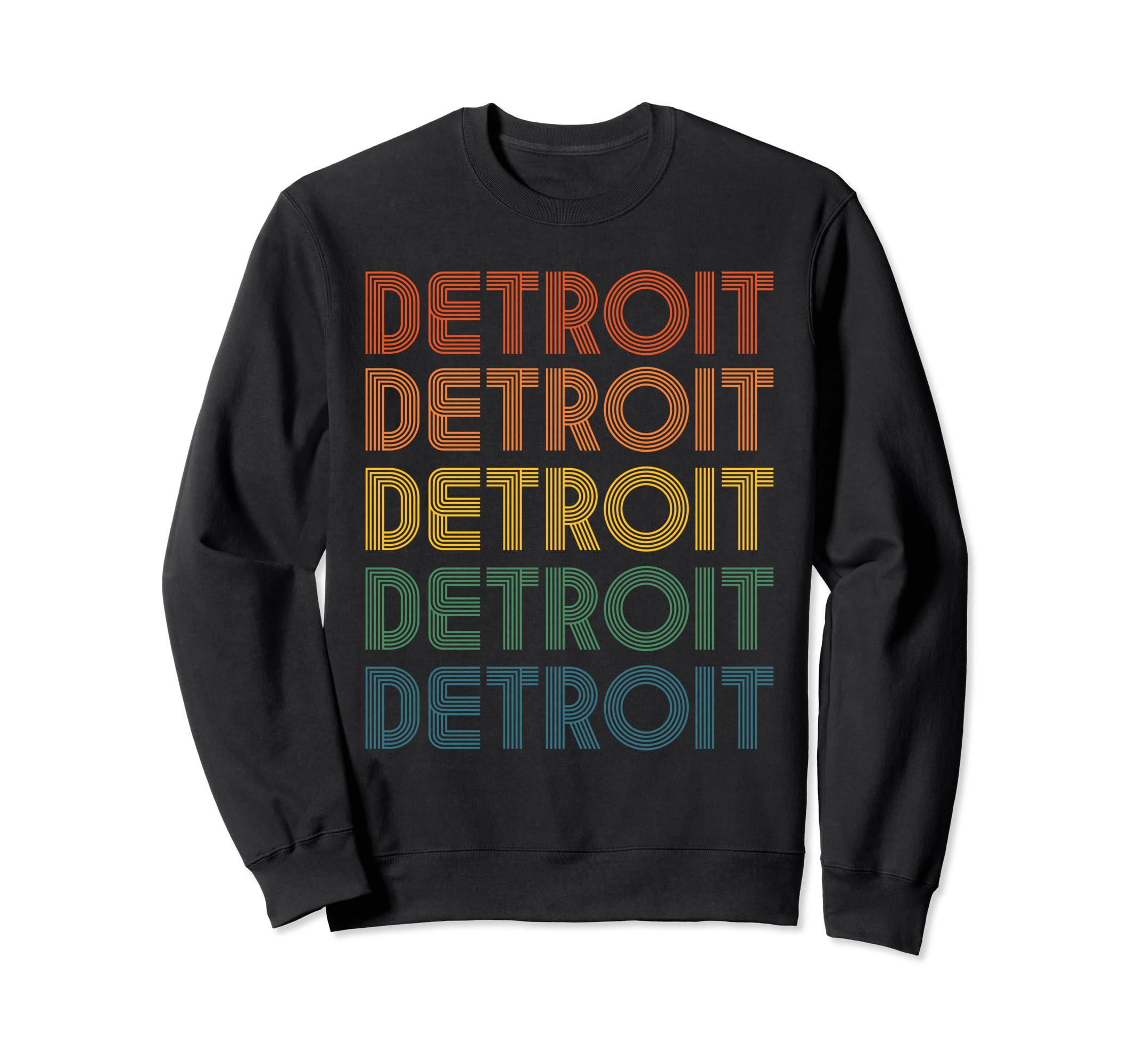 Detroit City Vibrant Stripe Sweatshirt - Graphic Print for Adults - T-Shirt, Sweatshirt, Hoodie