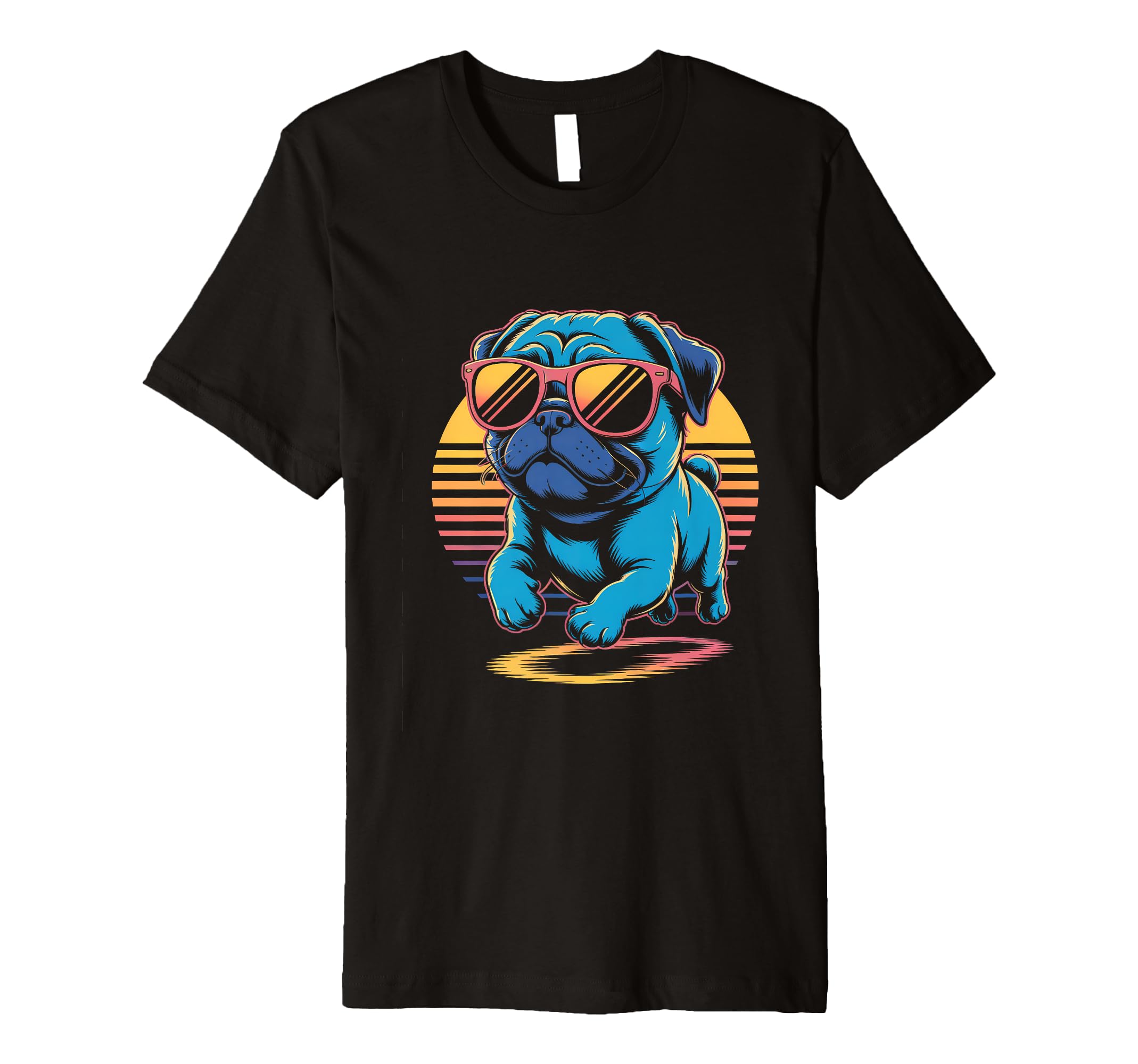 Pug Dog Sunglasses Vaporwave 80S T-Shirt - Trendy Graphic Unisex - T-Shirt, Sweatshirt, Hoodie