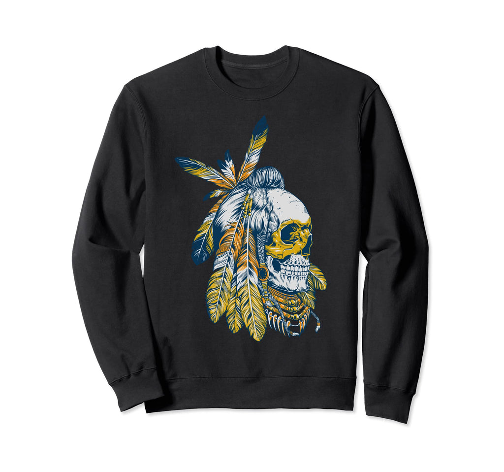 American Motorcycle Skull Native Sweatshirt - Aesthetic Graphic for Adults - T-Shirt, Sweatshirt, Hoodie