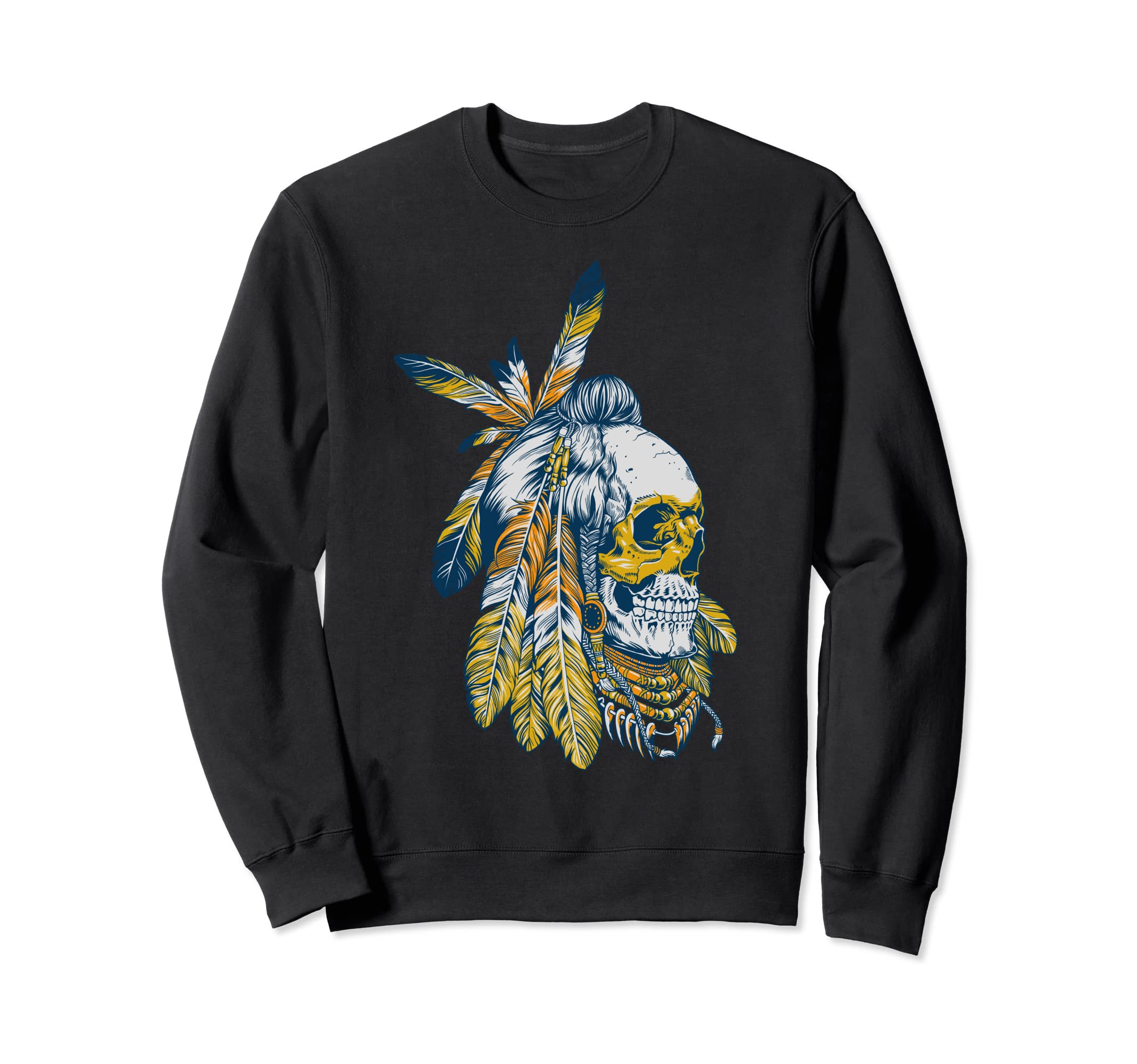 American Motorcycle Skull Native Sweatshirt - Aesthetic Graphic for Adults - T-Shirt, Sweatshirt, Hoodie