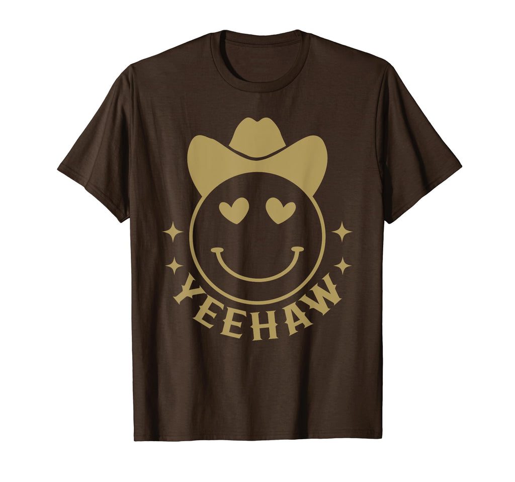Yeehaw Funny Cowboy Cowgirl Smile Face T-Shirt - Graphic Print Unisex - T-Shirt, Sweatshirt, Hoodie