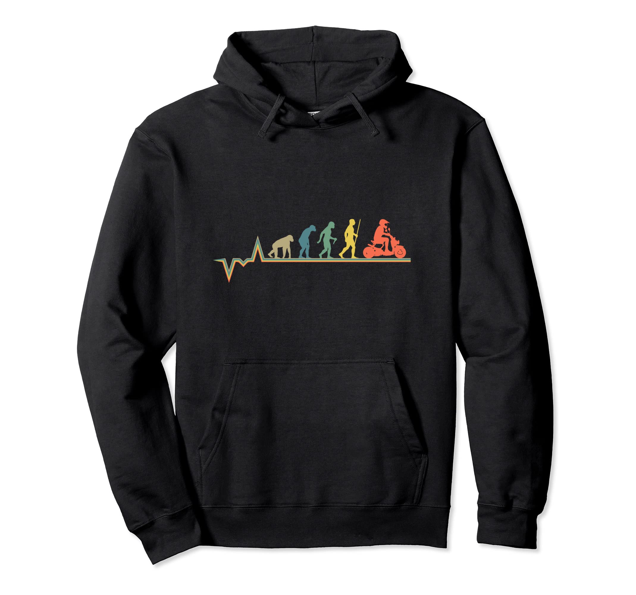 Moped Heartbeat Ekg Motorcycle Lover Hoodie - Streetwear Style for Adults - T-Shirt, Sweatshirt, Hoodie