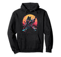 Synthwave Cat Samurai Mediation Vaporwave Hoodie - Minimalist Print Unisex - T-Shirt, Sweatshirt, Hoodie