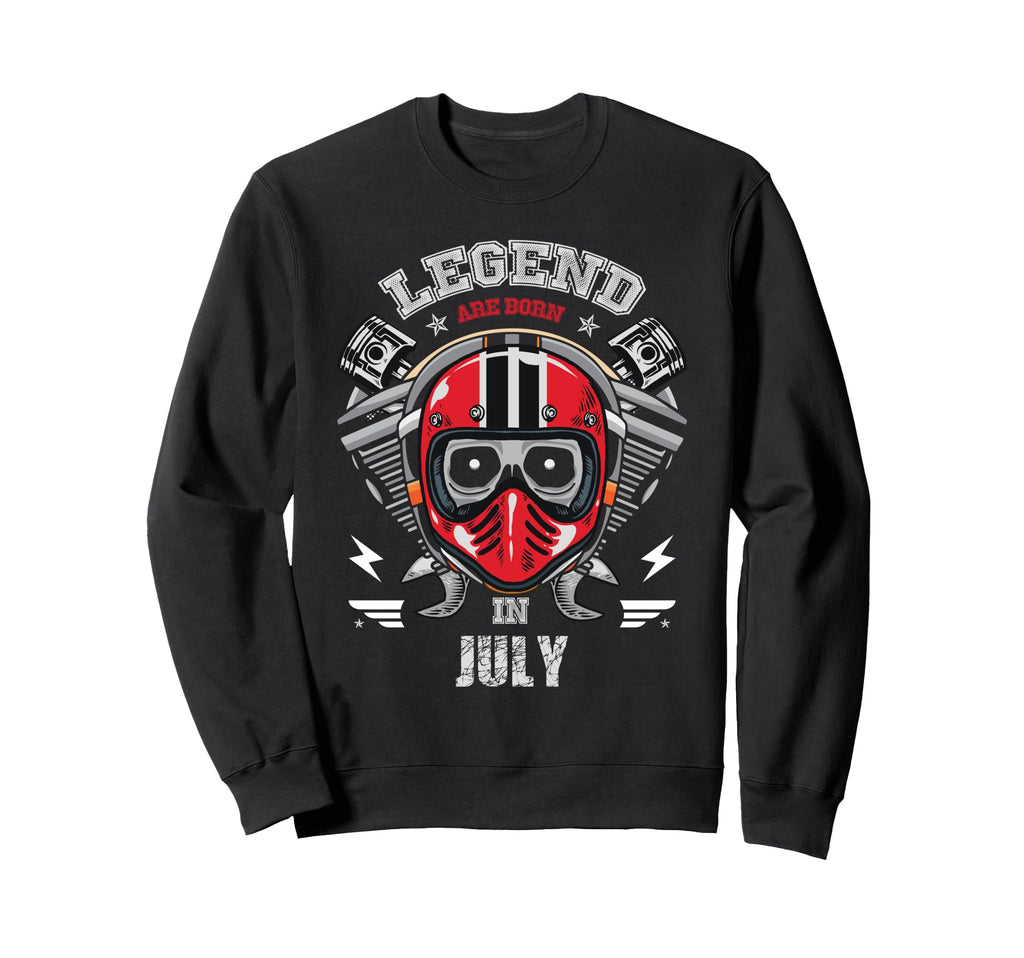 Biker Born July Motorcycle Birthday Sweatshirt - Trendy Graphic for Adults - T-Shirt, Sweatshirt, Hoodie