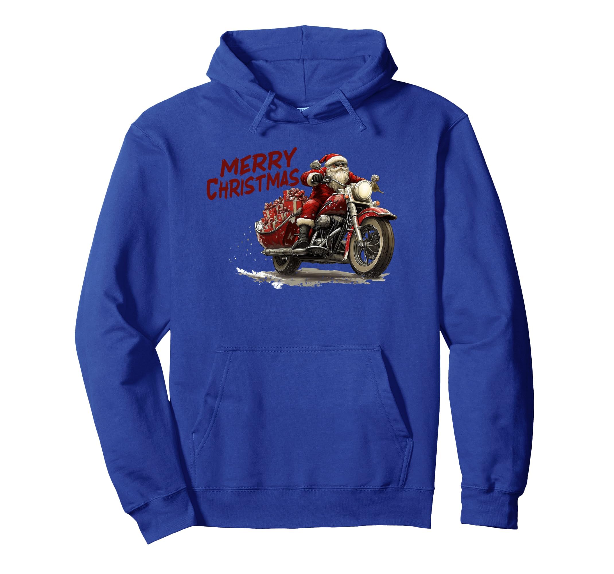 Merry Santa Riding Motorcycle Bike Hoodie - Unique Graphic for Adults - T-Shirt, Sweatshirt, Hoodie