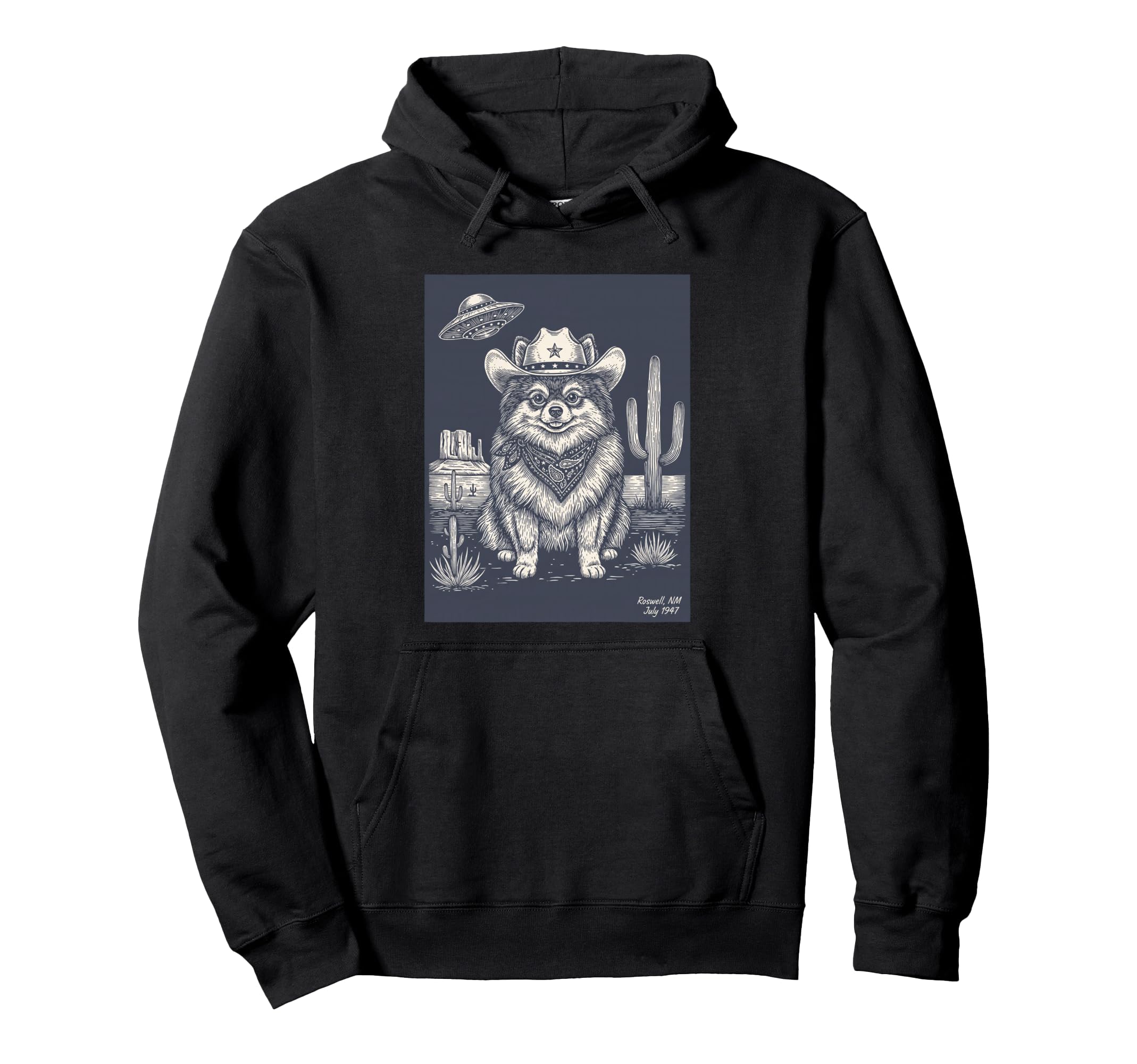 Dog Roswell Cowboy Dog Ufo Hoodie - Streetwear Style Men Women - T-Shirt, Sweatshirt, Hoodie