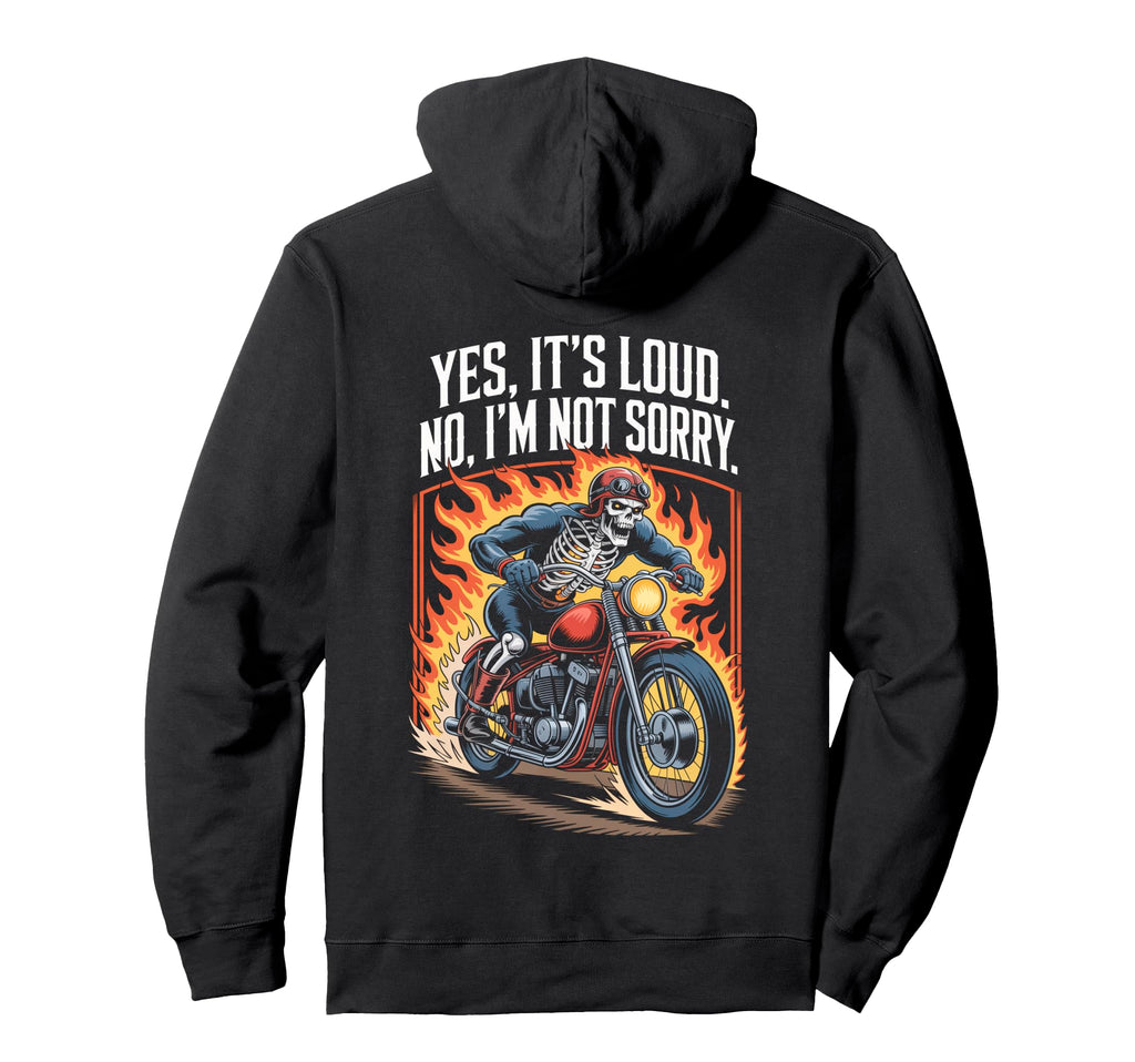 Funny Motorcycle Skeleton Riding Biker Hoodie - Novelty Apparel Men Women - T-Shirt, Sweatshirt, Hoodie