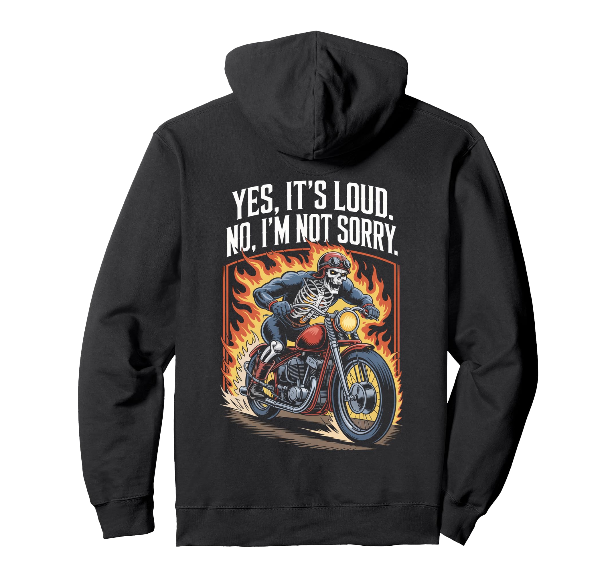 Funny Motorcycle Skeleton Riding Biker Hoodie - Novelty Apparel Men Women - T-Shirt, Sweatshirt, Hoodie