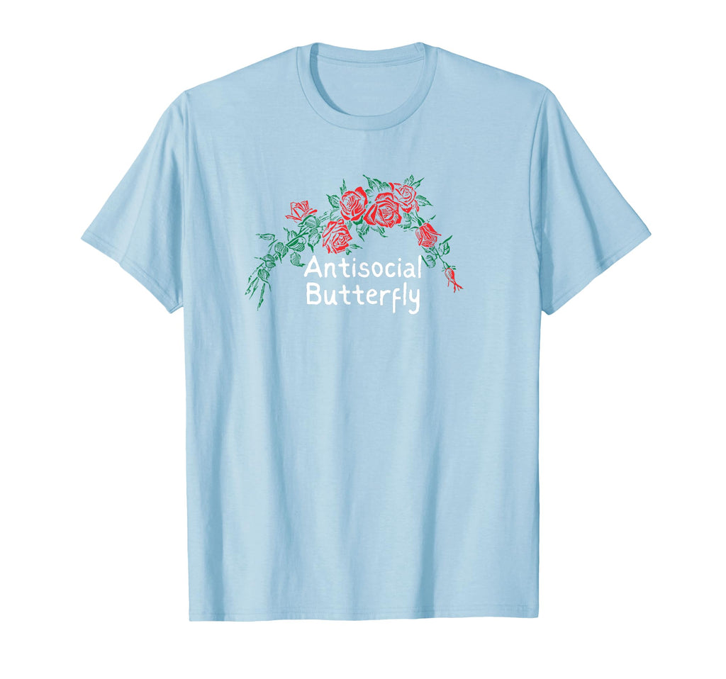 Flowers Red Antisocial Butterfly T-Shirt - Graphic Print Unisex - T-Shirt, Sweatshirt, Hoodie