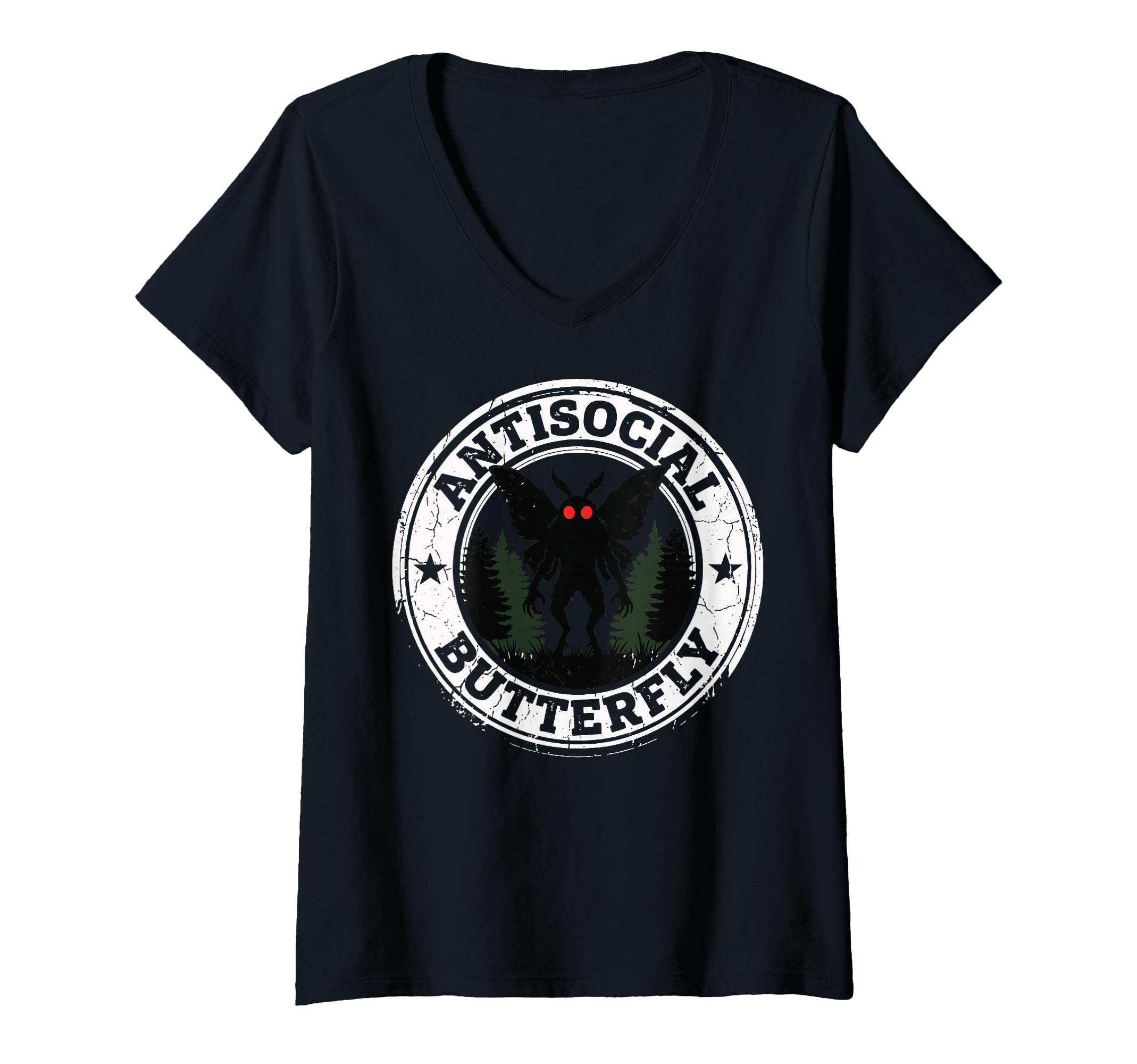 Womens Antisocial Butterfly V Neck T-Shirt - Trendy Graphic Men Women - T-Shirt, Sweatshirt, Hoodie