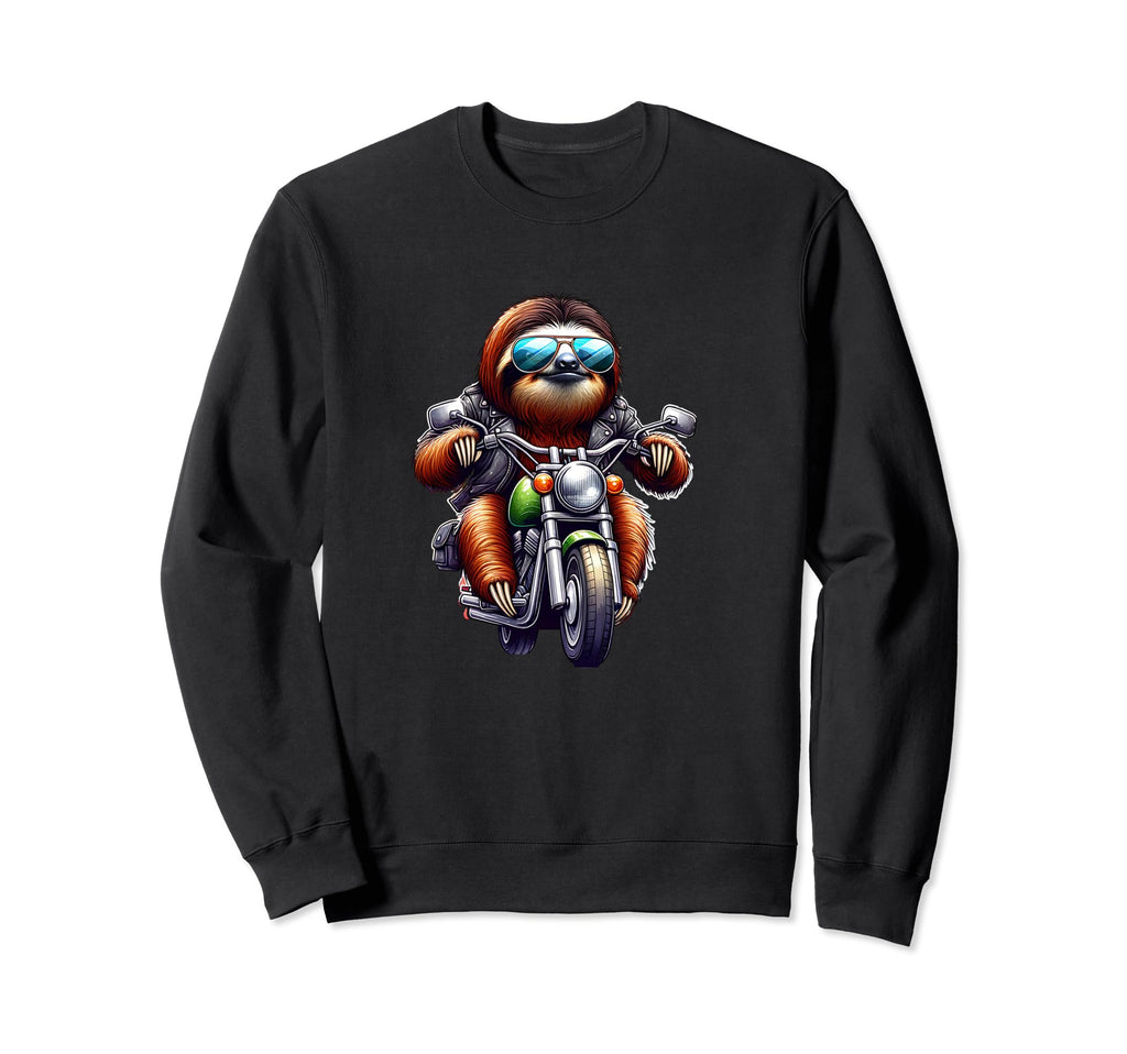Sloth Riding Motorcycle Biker Racer Sweatshirt - Unique Graphic for Adults - T-Shirt, Sweatshirt, Hoodie