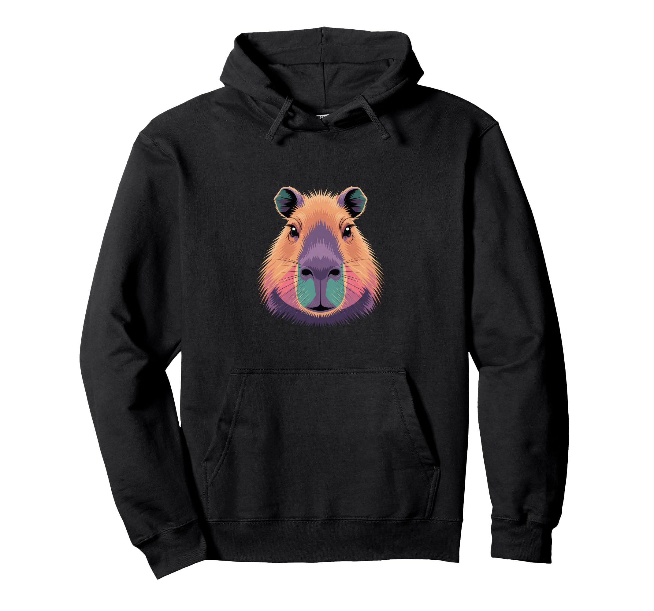 Vibrant Colorful Capybara Face Head Hoodie - Aesthetic Graphic Unisex - T-Shirt, Sweatshirt, Hoodie