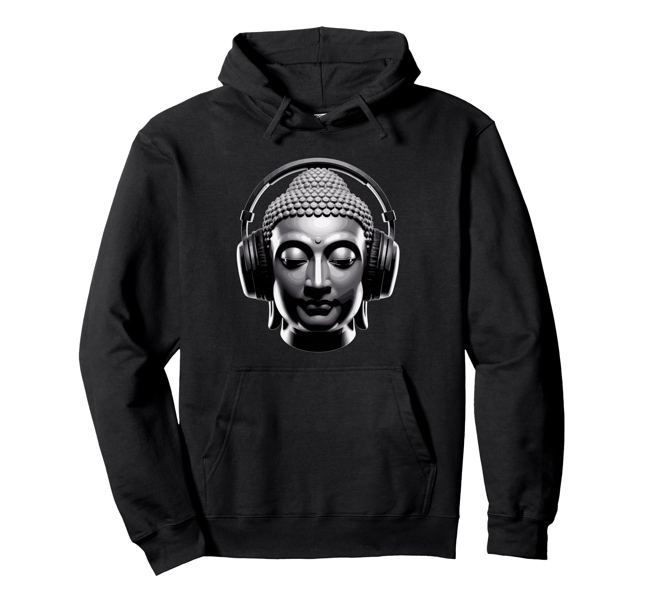 Buddha Headphones Mindfulness Music Hoodie - Minimalist Print Men Women - T-Shirt, Sweatshirt, Hoodie