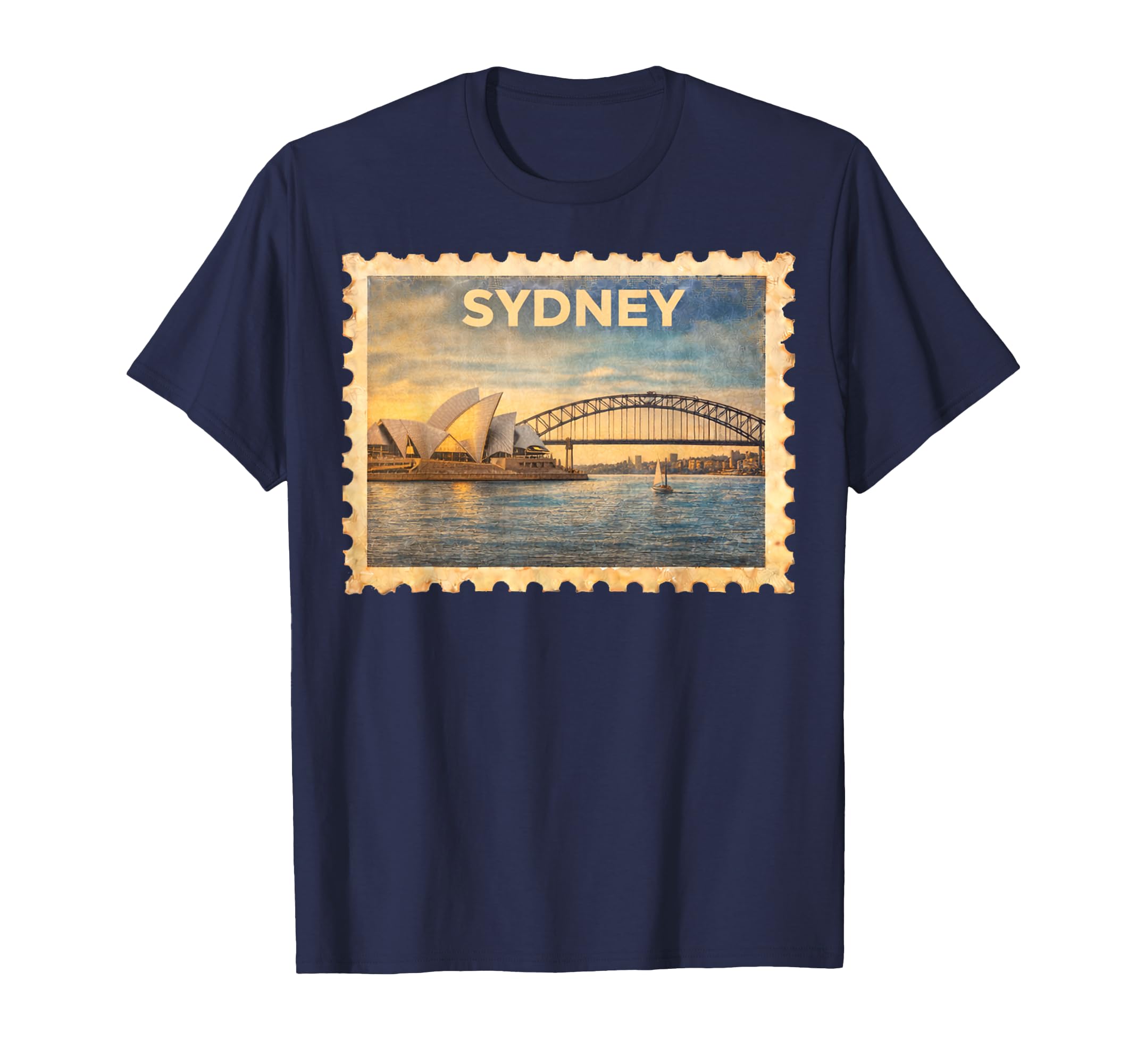 Sydney Australia Travel Stamp Art T-Shirt - Novelty Apparel for Adults - T-Shirt, Sweatshirt, Hoodie