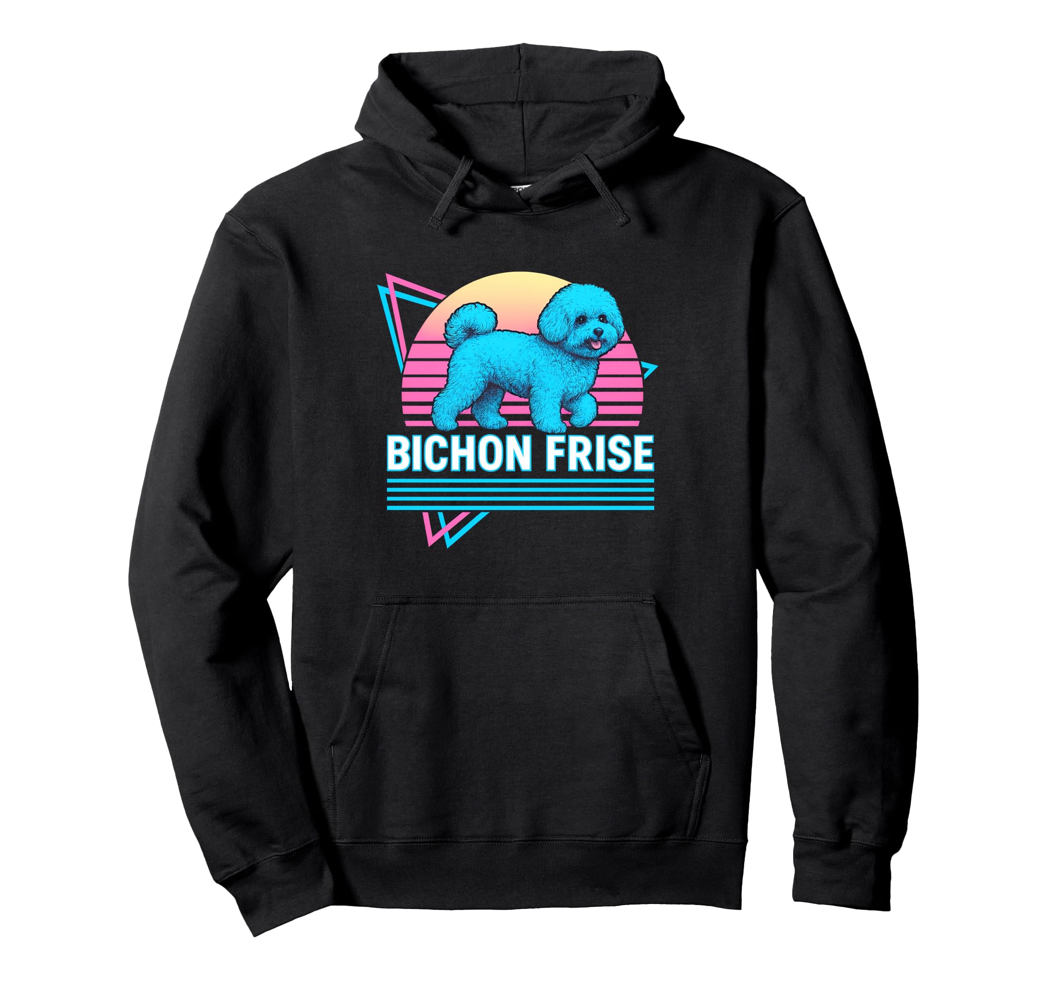 Bichon Frise Synthwave Aesthetic Dog Hoodie - Casual Everyday Wear Unisex - T-Shirt, Sweatshirt, Hoodie