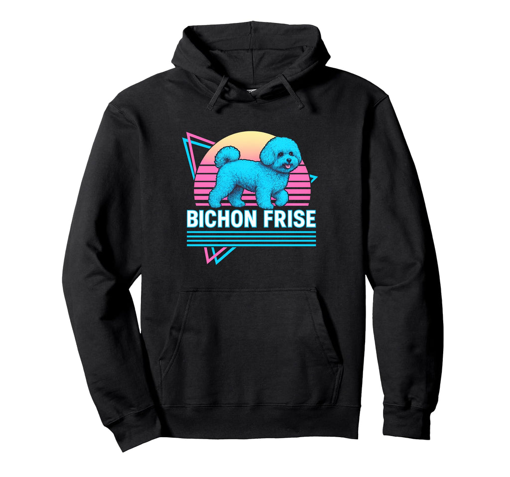Bichon Frise Synthwave Aesthetic Dog Hoodie - Unique Graphic for Adults - T-Shirt, Sweatshirt, Hoodie