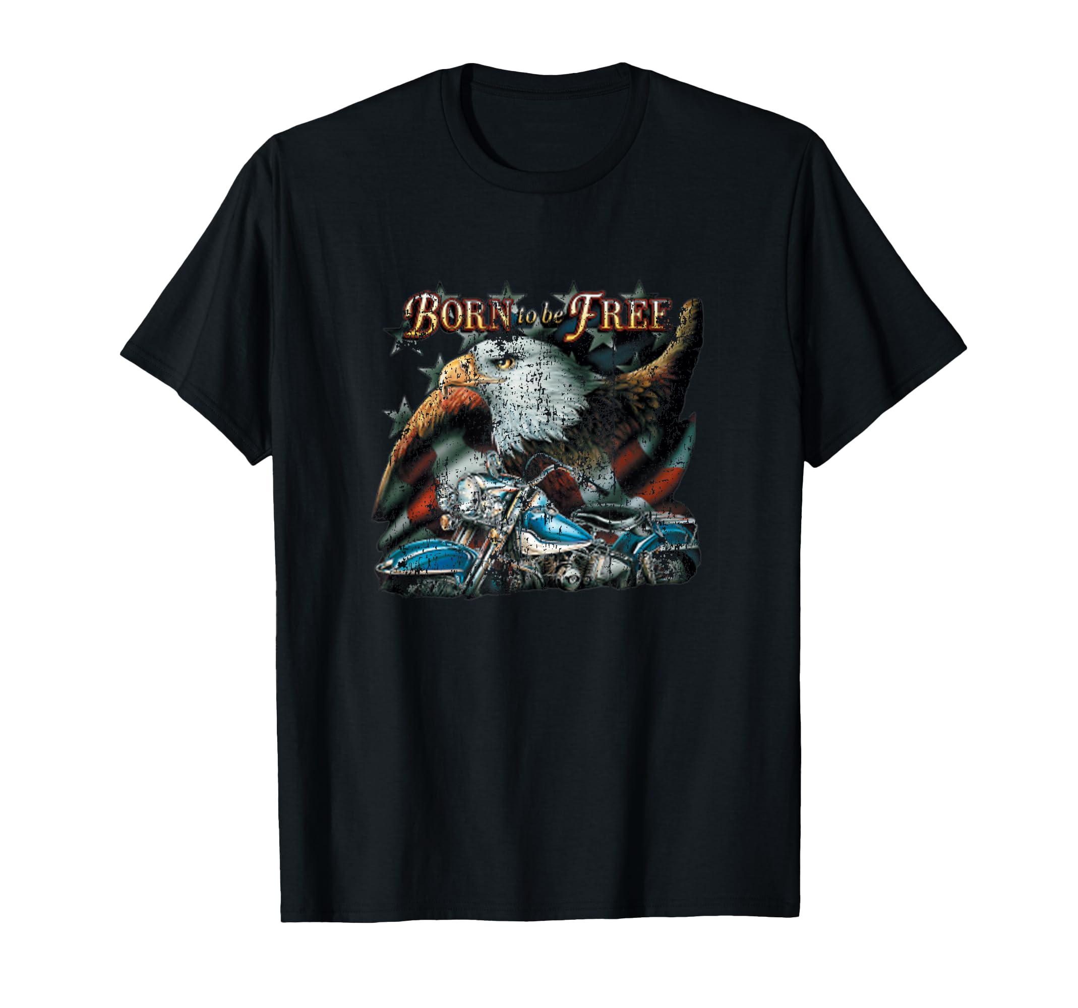 Born To Be Free Eagle Flag Motorcycle T-Shirt - Trendy Graphic for Adults - T-Shirt, Sweatshirt, Hoodie