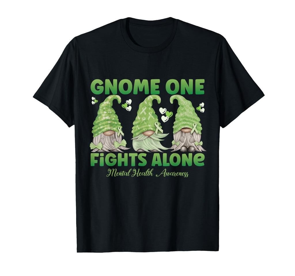Gnome One Fights Alone Green Mental T-Shirt - Streetwear Style for Adults - T-Shirt, Sweatshirt, Hoodie