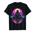 Synthwave Cat Samurai Mediation T-Shirt - Aesthetic Graphic Unisex - T-Shirt, Sweatshirt, Hoodie
