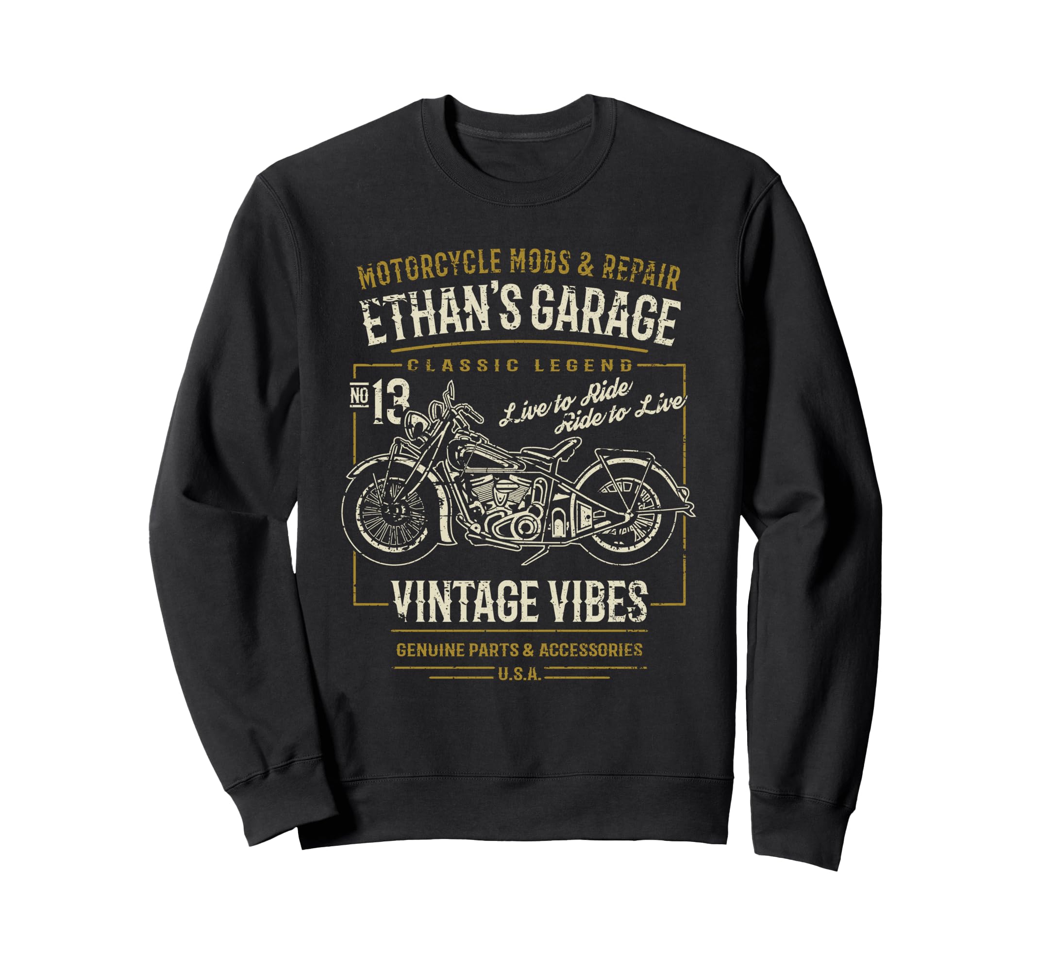 Ethans Garage Motorcycle Sweatshirt - Casual Everyday Wear for Adults - T-Shirt, Sweatshirt, Hoodie