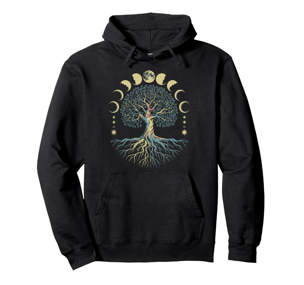 Tree Life Moon Phases As Above So Below 60S Hoodie - Trendy Graphic Unisex - T-Shirt, Sweatshirt, Hoodie