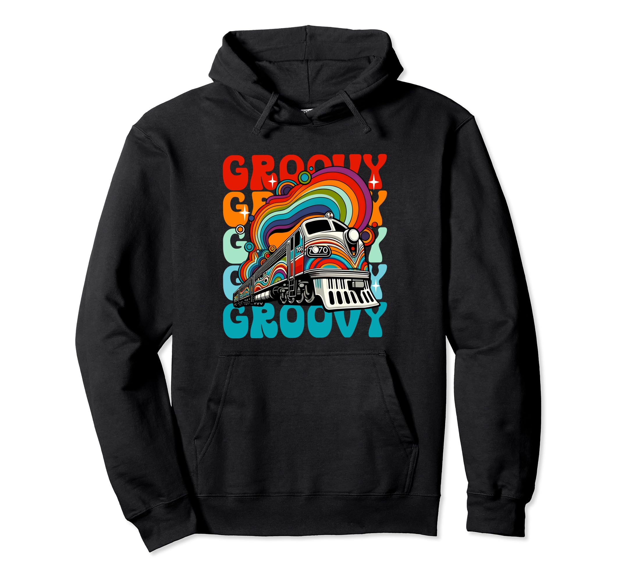 Groovy Train 70S Funky Colorful Hoodie - Custom Art Print Unisex - T-Shirt, Sweatshirt, Hoodie