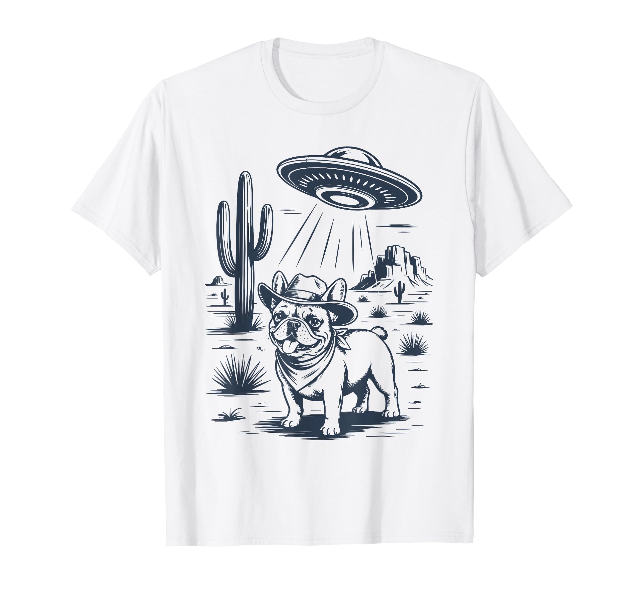 French Bulldog Cowboy Ufo Funny Western T-Shirt - Streetwear Style Unisex - T-Shirt, Sweatshirt, Hoodie