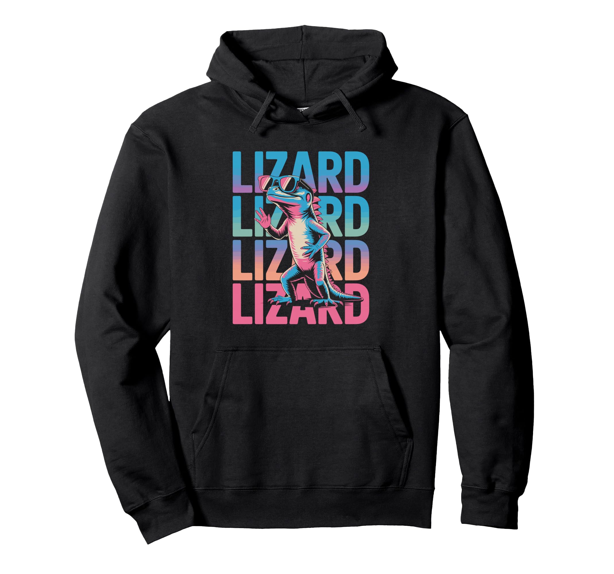 Lizard 80S Vaporwave Reptile Aesthetic Hoodie - Novelty Apparel Men Women - T-Shirt, Sweatshirt, Hoodie