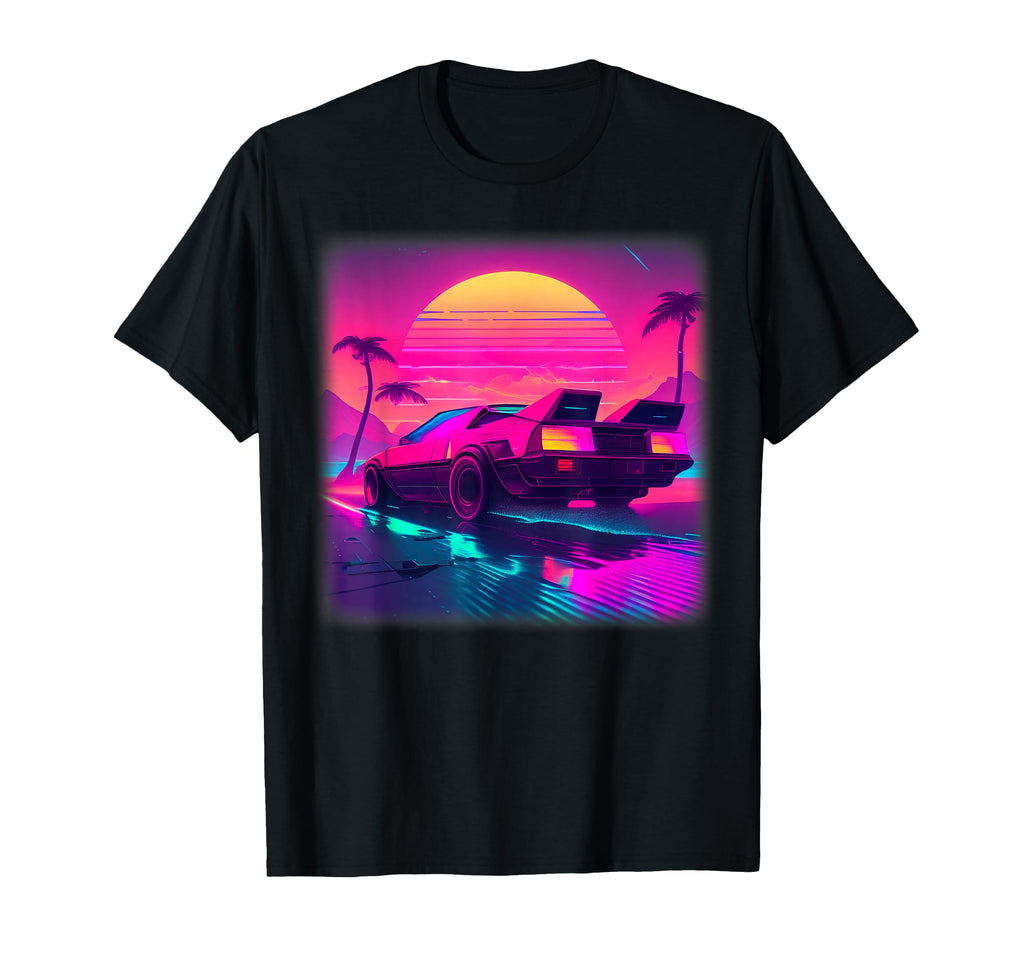 Synthwave Vaporwave Sunset Palm T-Shirt - Custom Art Print for Adults - T-Shirt, Sweatshirt, Hoodie