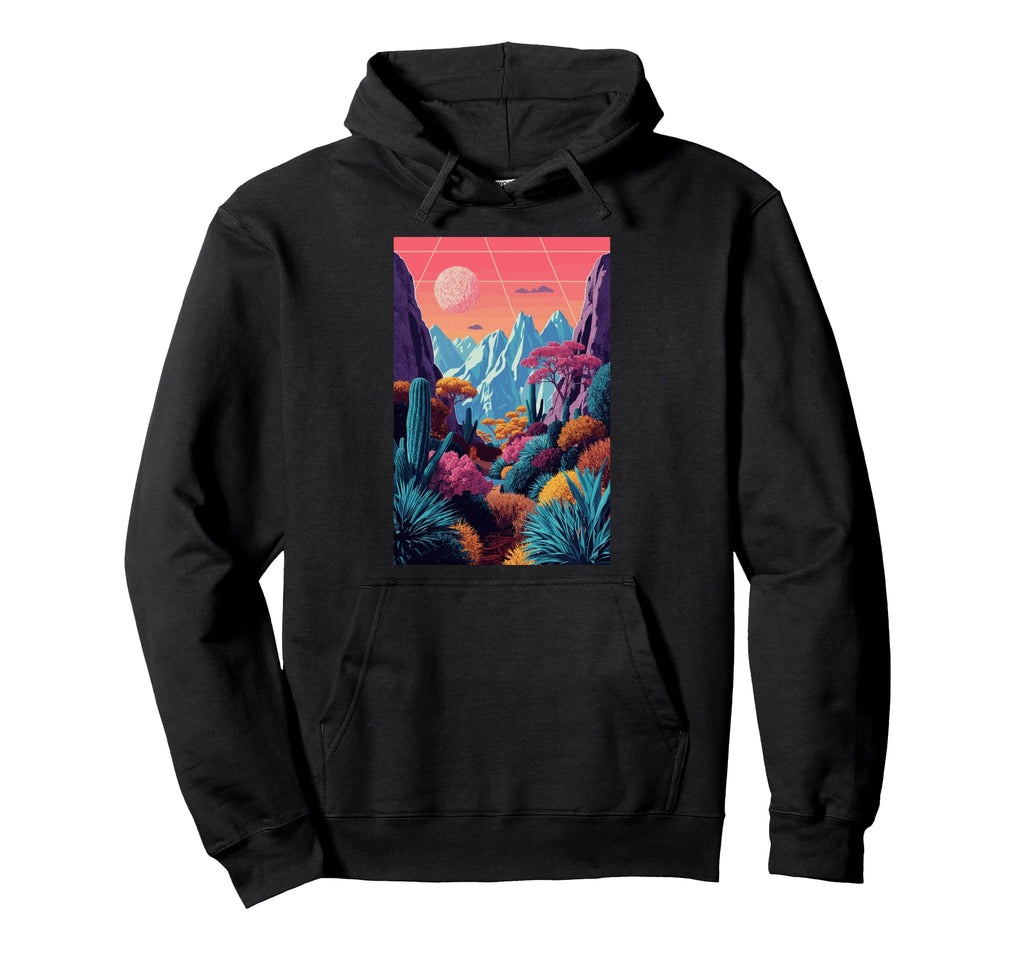 Desert Landscape Futurism Sunset Nature Hoodie - Aesthetic Graphic Unisex - T-Shirt, Sweatshirt, Hoodie