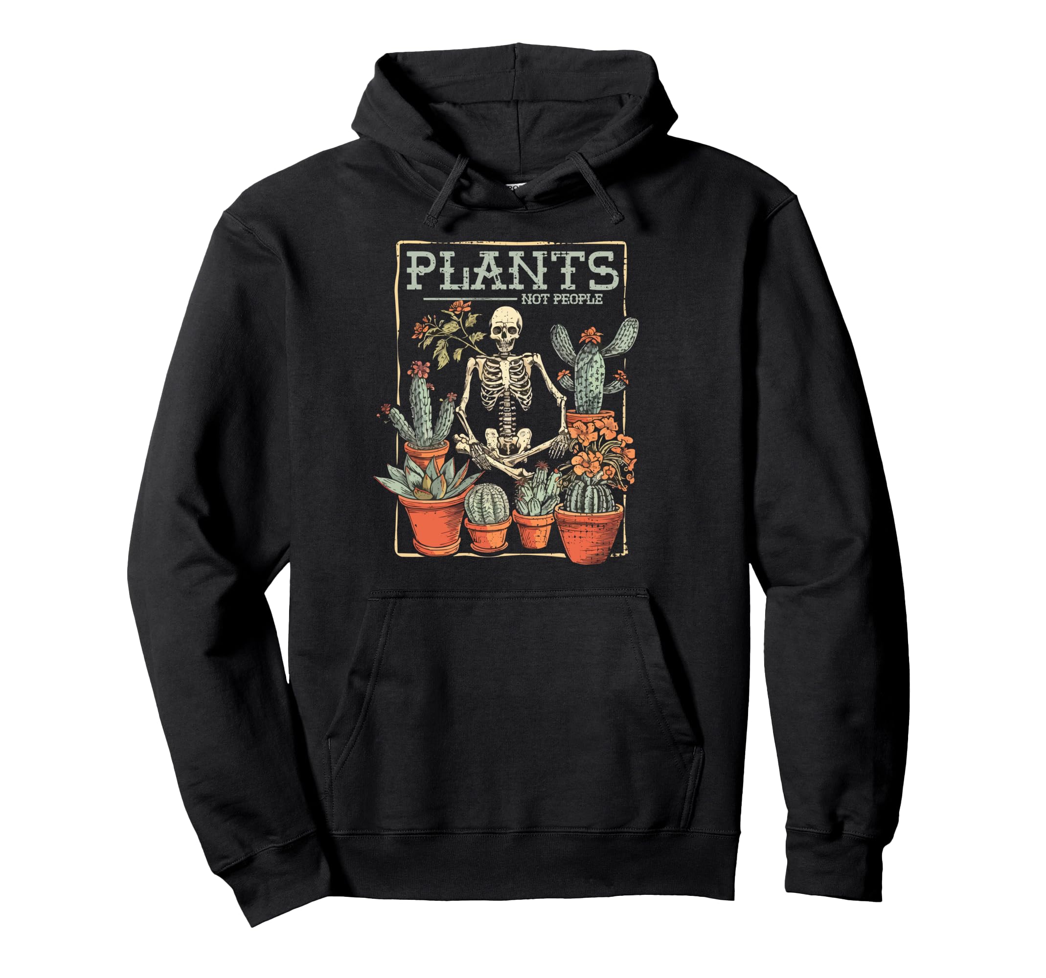 Plants Not People Funny Skeleton Hoodie - Minimalist Print for Adults - T-Shirt, Sweatshirt, Hoodie