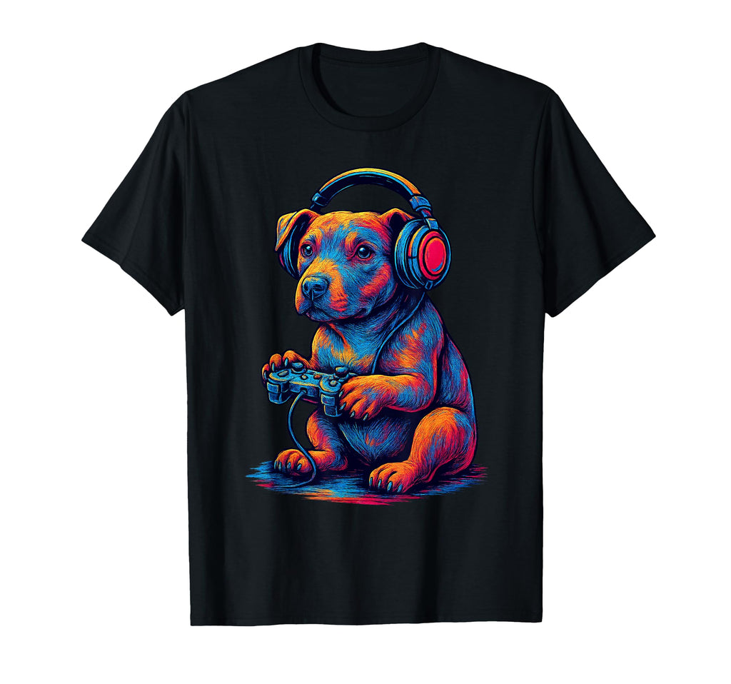 Pit Bull Gamer Gaming Dog Lover T-Shirt - Trendy Graphic Men Women - T-Shirt, Sweatshirt, Hoodie