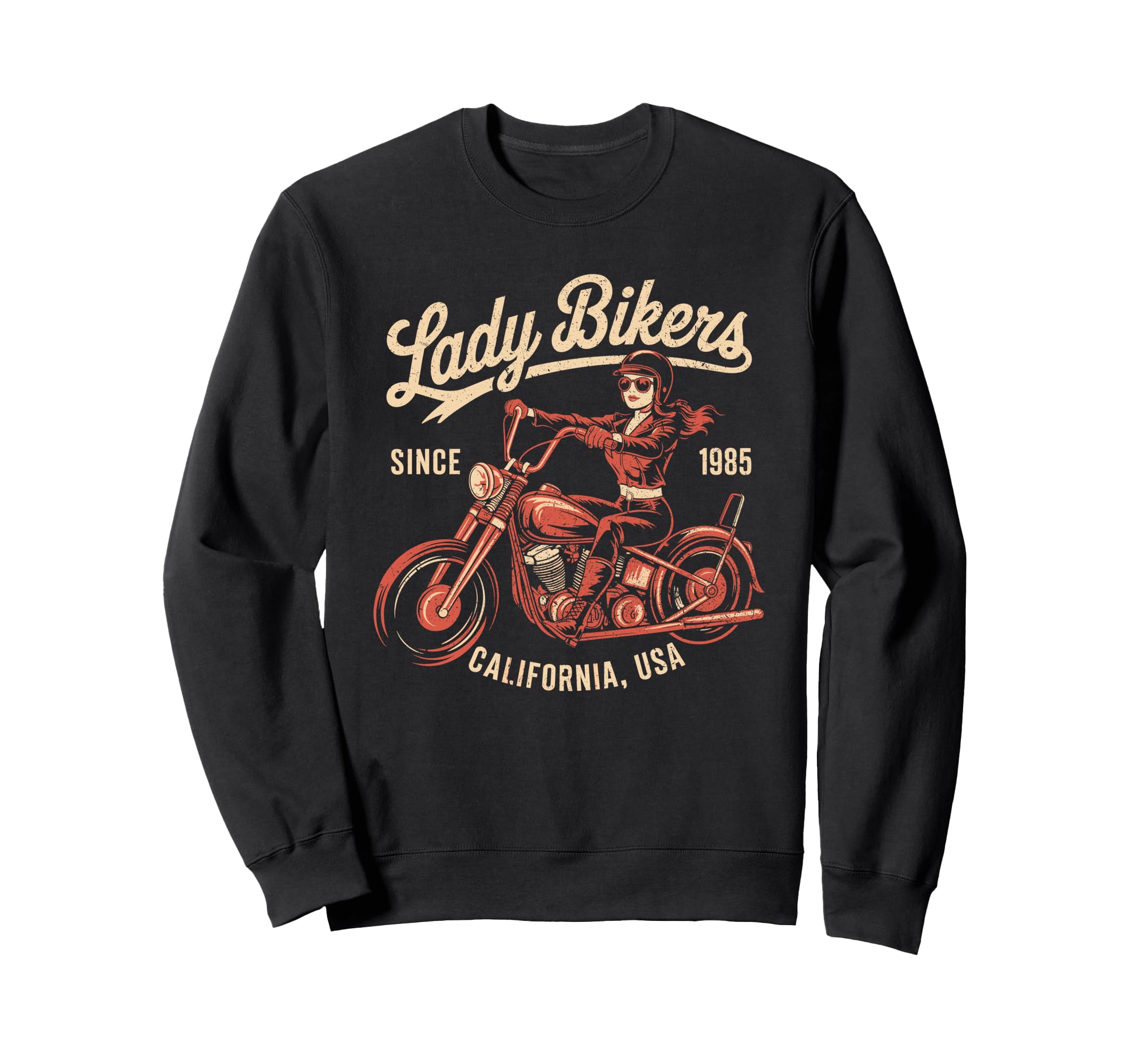 Lady Bikers Since 1985 Motorcycle Sweatshirt - Minimalist Print for Adults - T-Shirt, Sweatshirt, Hoodie