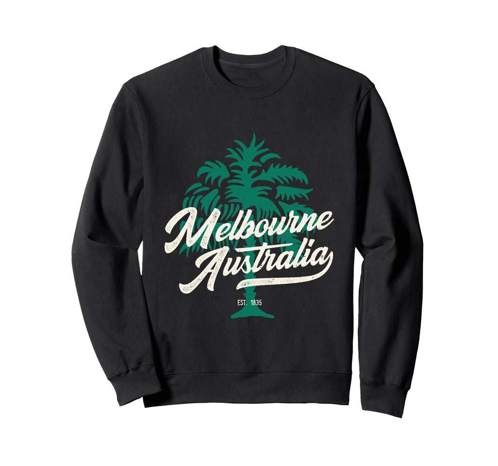Palm Tree Typography Melbourne Sweatshirt - Unique Graphic for Adults - T-Shirt, Sweatshirt, Hoodie