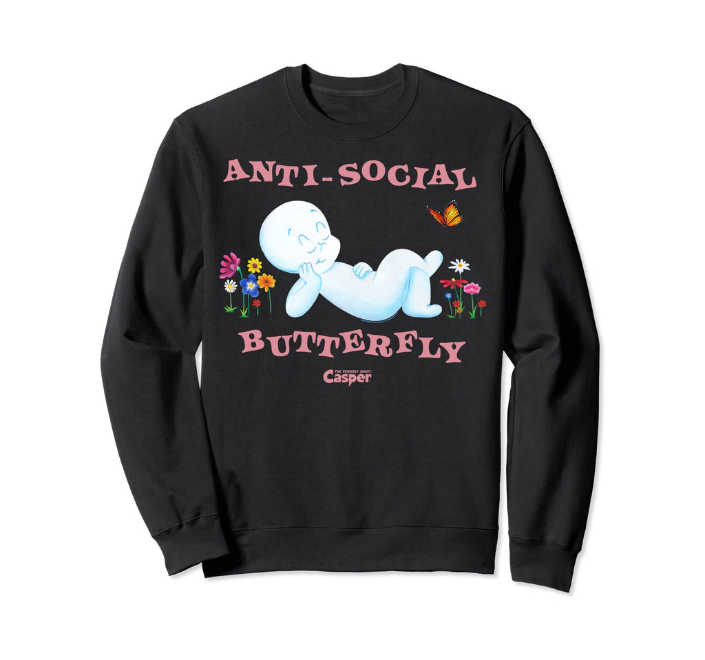 Casper Friendly Ghost Anti Social Sweatshirt - Fun Novelty Design Unisex - T-Shirt, Sweatshirt, Hoodie