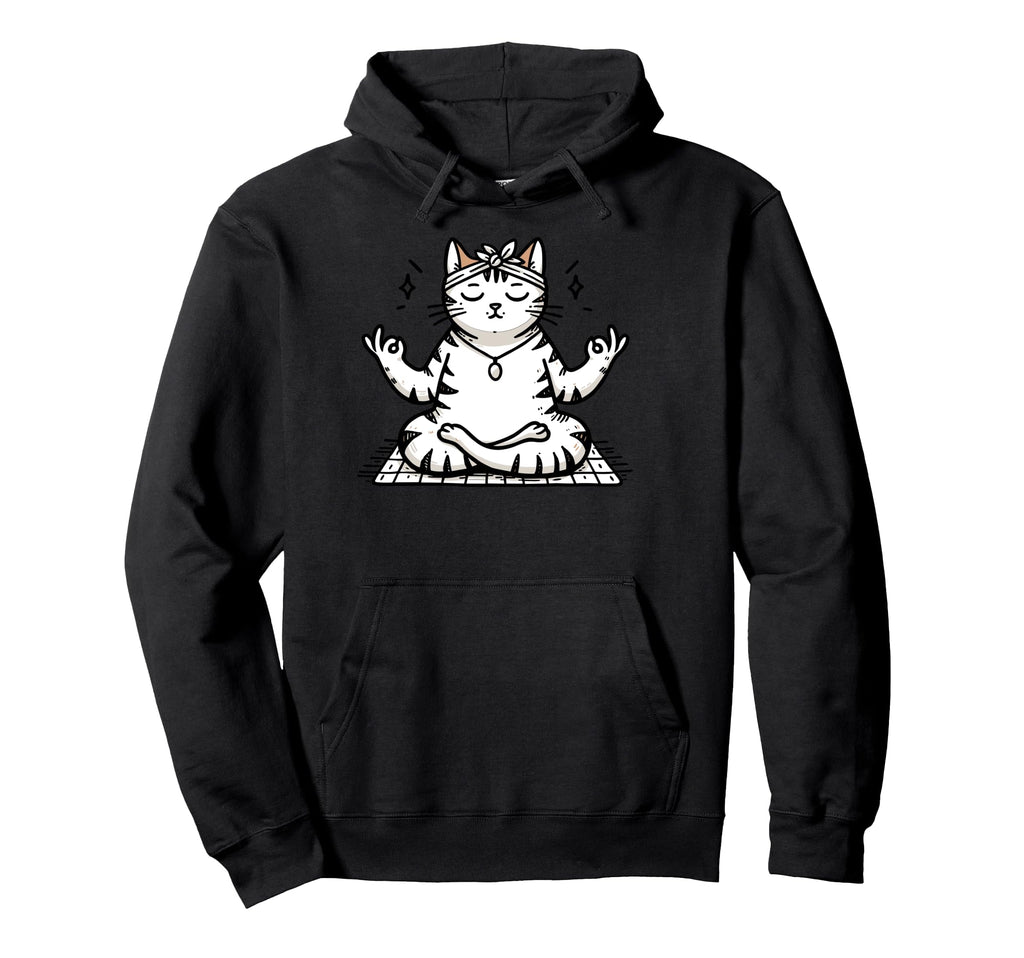 Meditation Cat Yoga Pose Relaxing Animal Hoodie - Trendy Graphic for Adults - T-Shirt, Sweatshirt, Hoodie