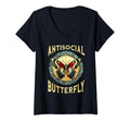 Womens Antisocial Butterfly V Neck T-Shirt - Novelty Apparel Men Women - T-Shirt, Sweatshirt, Hoodie