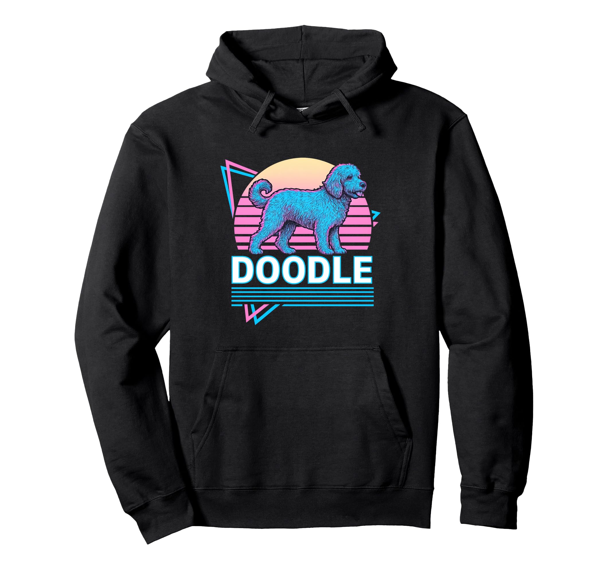 Goldendoodle Synthwave Aesthetic Dog Hoodie - Fun Novelty Design Unisex - T-Shirt, Sweatshirt, Hoodie