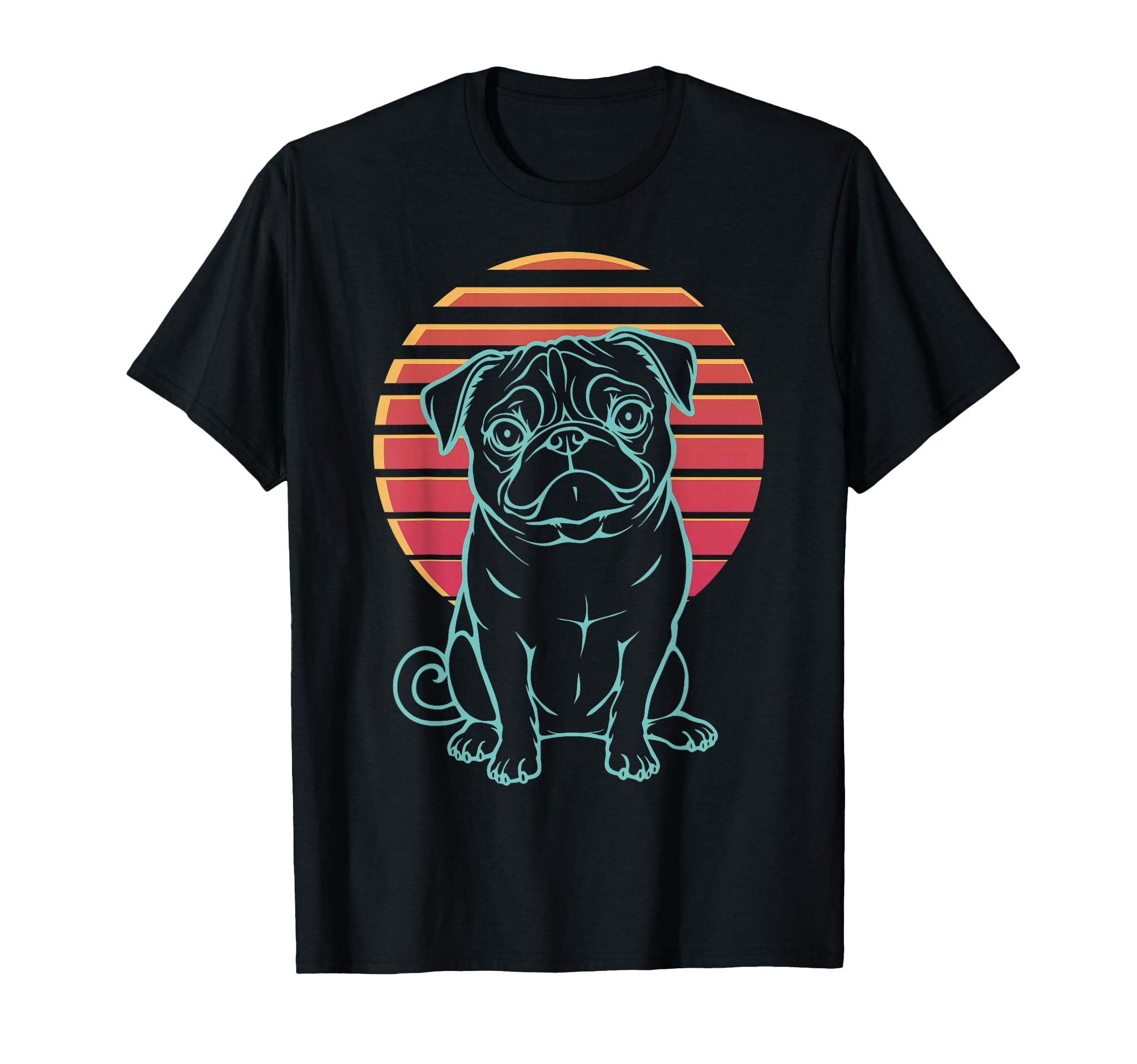 Pug Lover Dog Owner Synthwave 80S T-Shirt - Trendy Graphic Unisex - T-Shirt, Sweatshirt, Hoodie